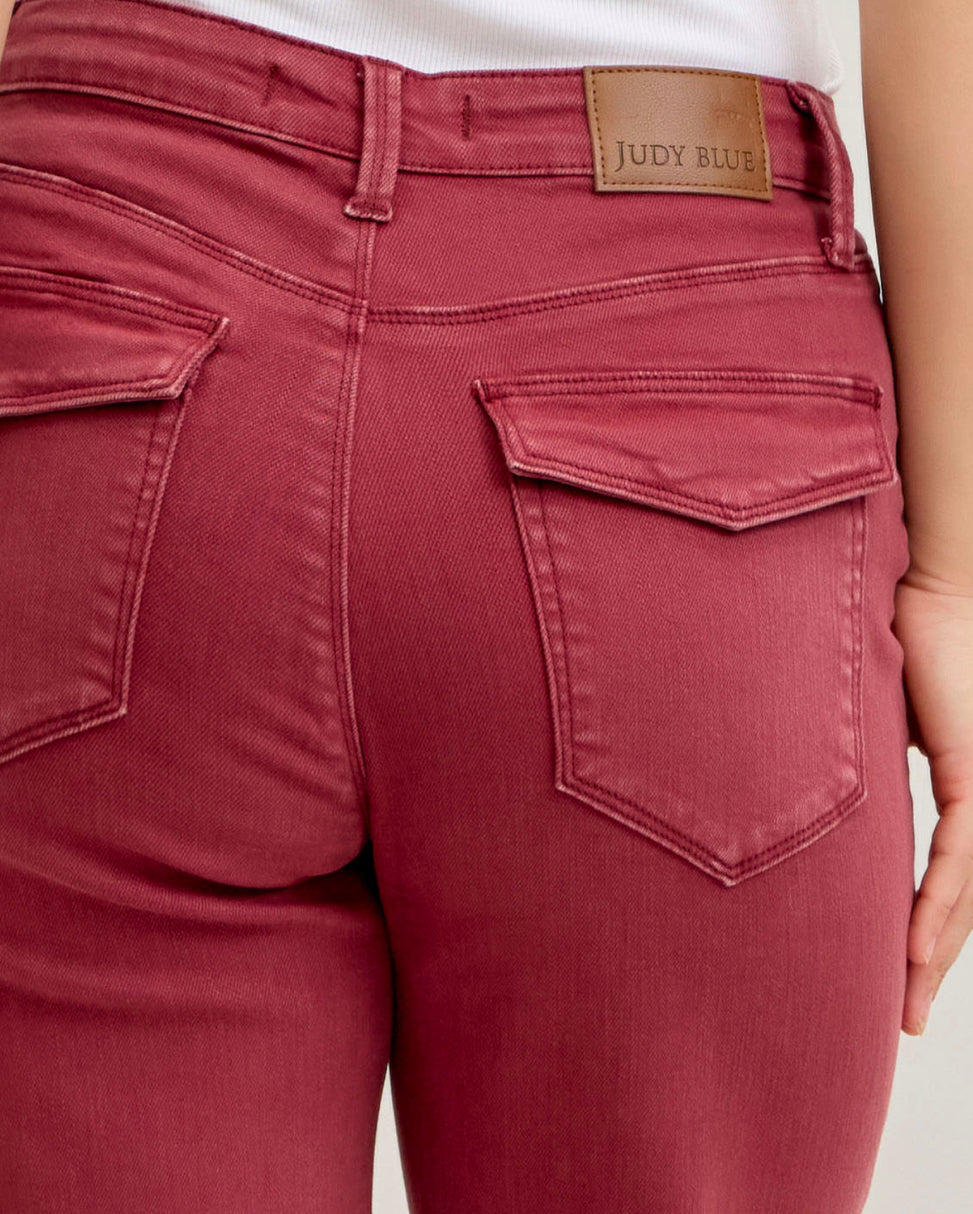 Burgundy Cuffed Jeans  • Judy Blue