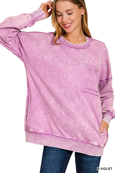 Violet | Acid Wash Pullover