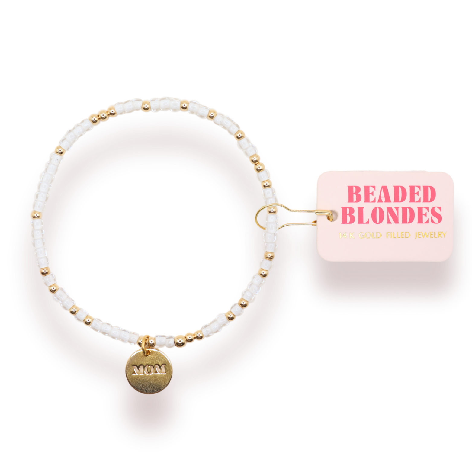 Mom Charm Sprinkle Bracelet: Standard 6.75 inch | Beaded Blondes