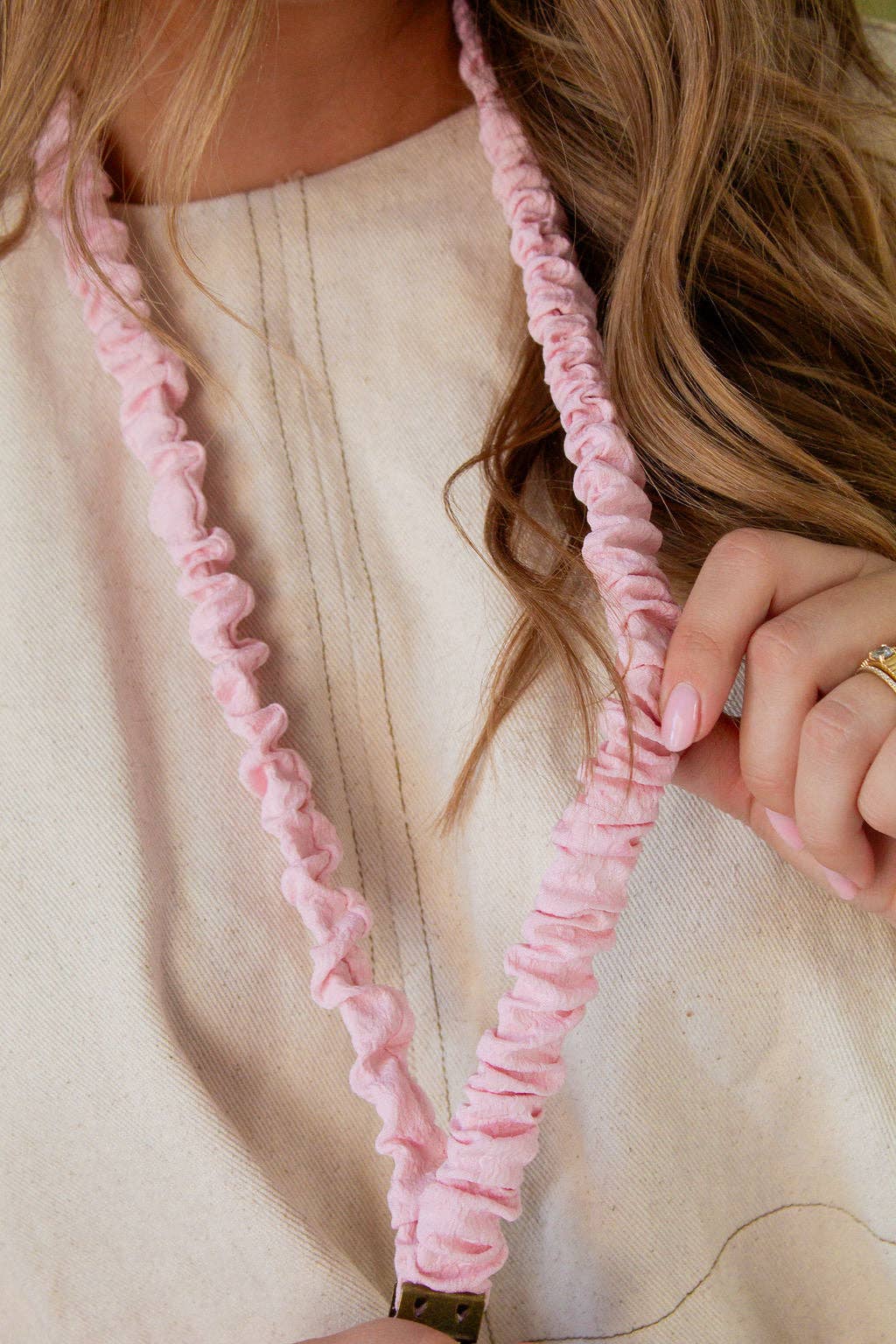 Dainty Pink Textured Lanyard