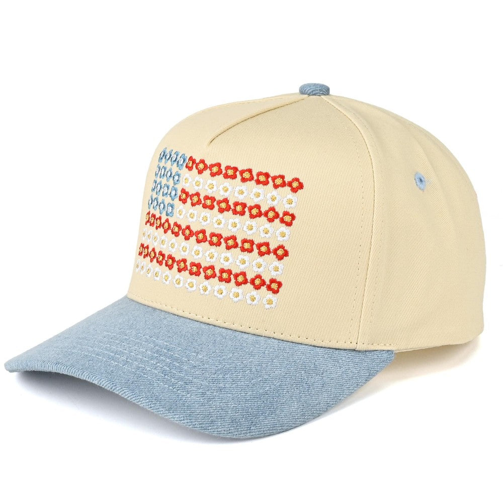 Floral Flag Embroidered Hat
