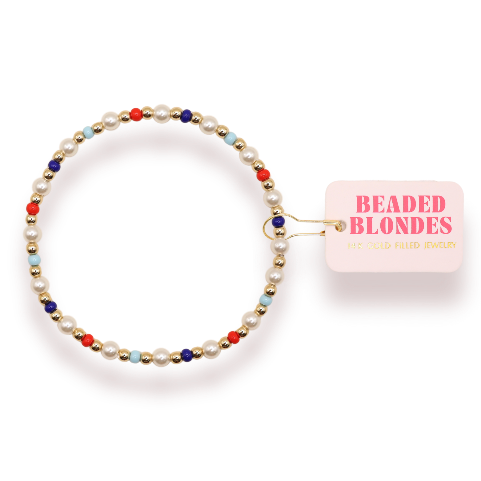 Red, White and Blue Luci Bracelet: Standard 6.75 inch | Beaded Blondes