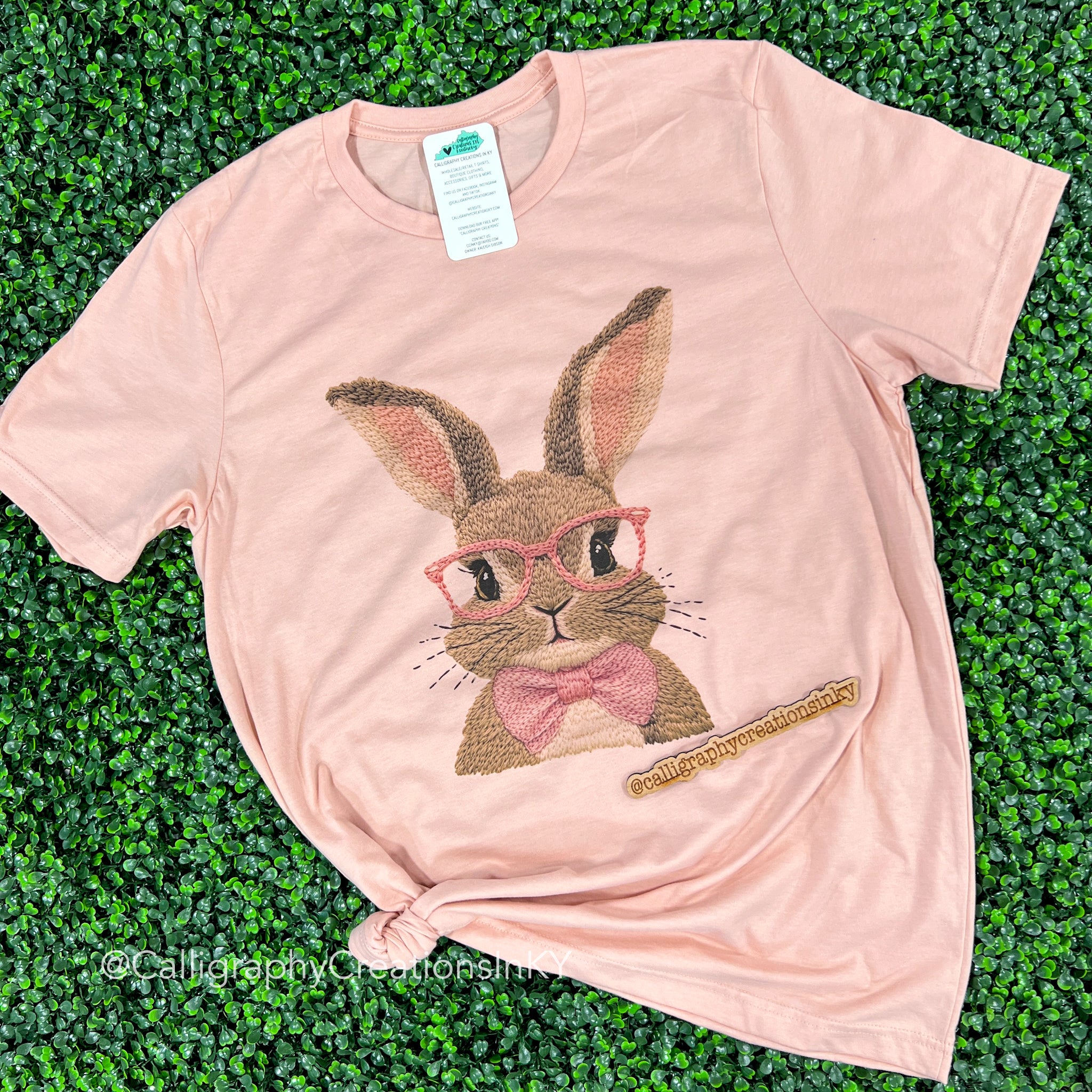 Faux Embroidered Bunny Tee