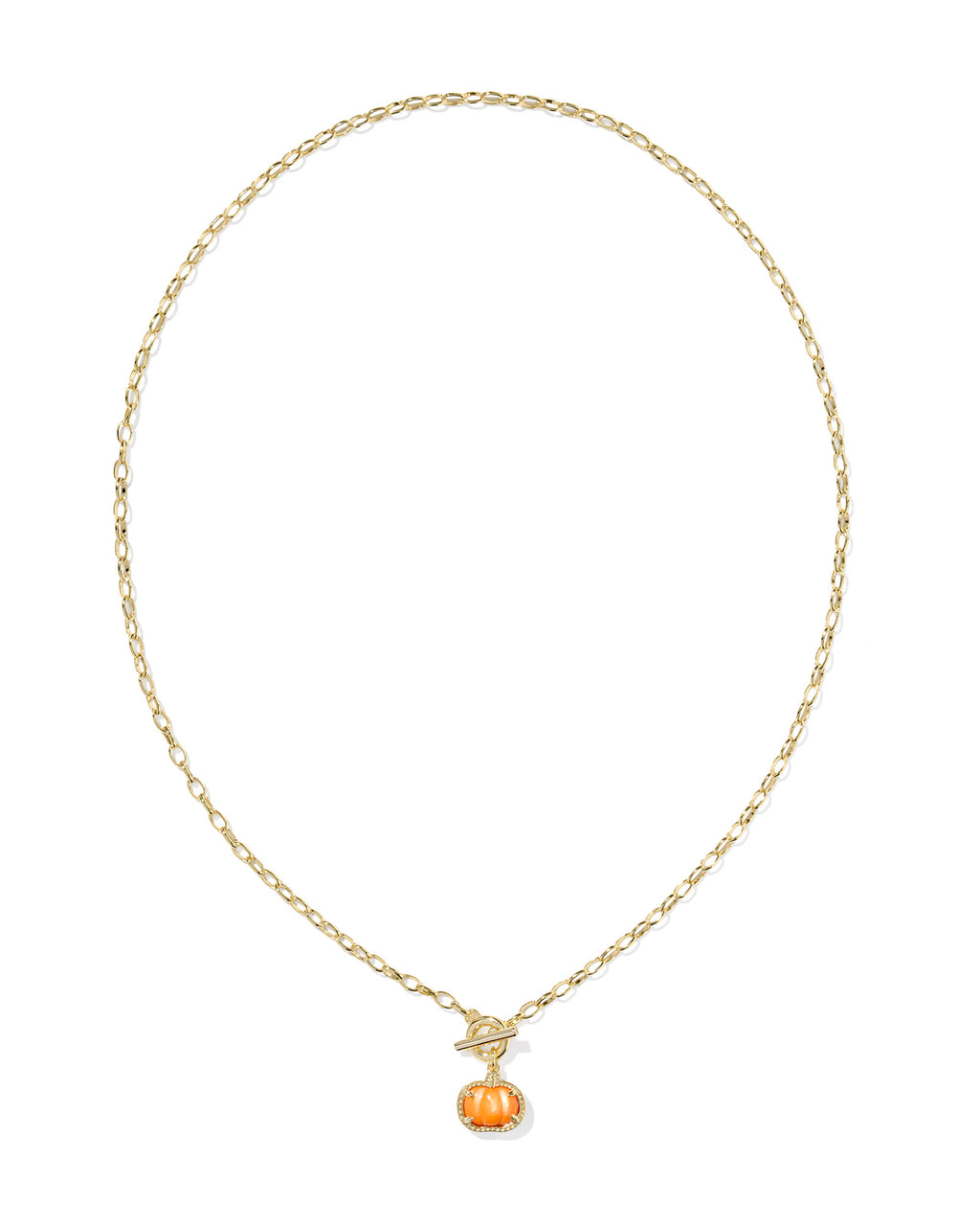 Kendra Scott Pumpkin Link And Chain Necklace - Gold Orange Mother Of Pearl