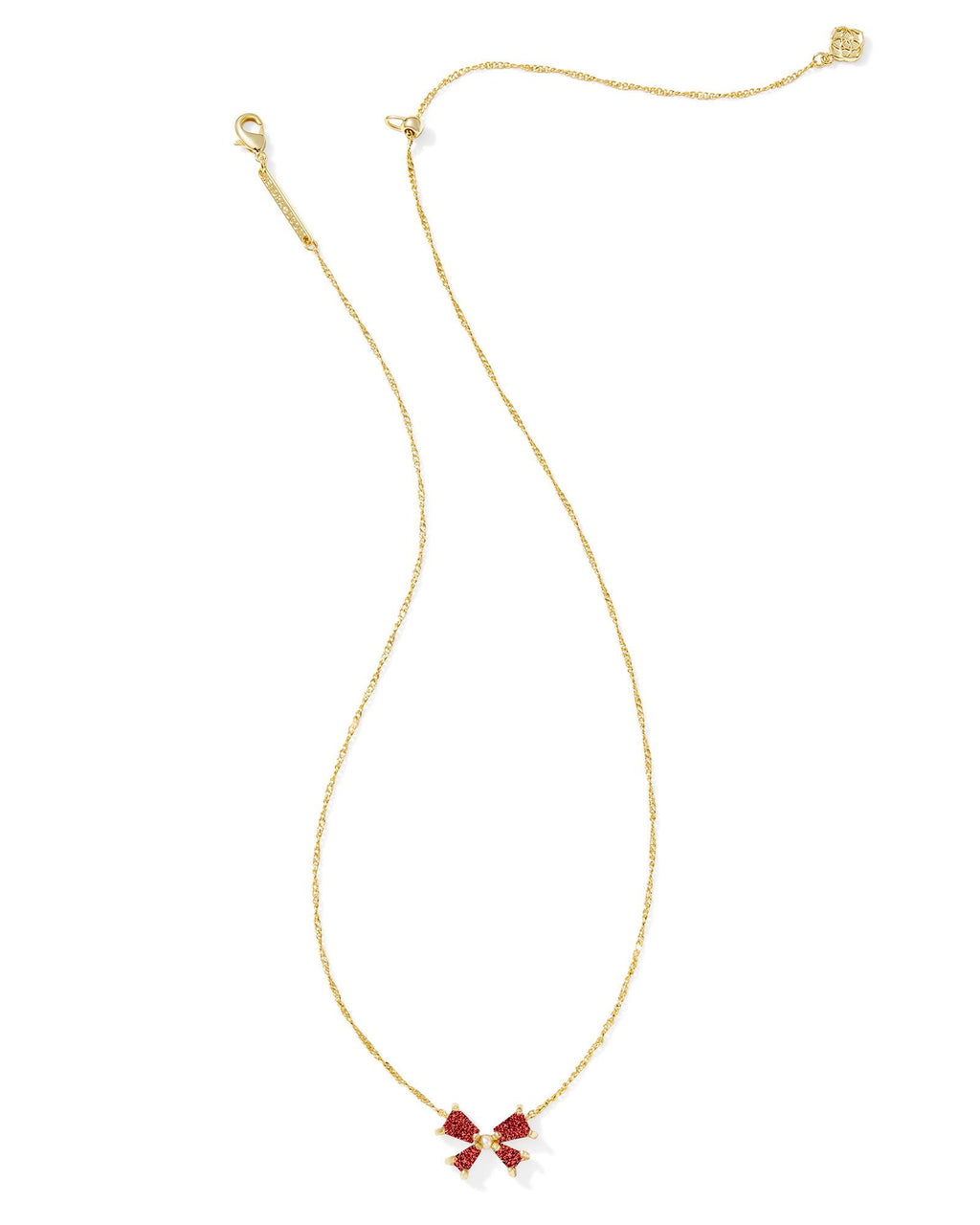 Kendra Scott Blair Bow Small Short Pendant Necklace - Gold Bright Red Drusy