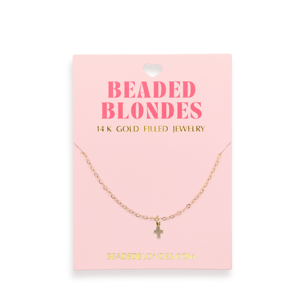 Mini Cross Charm Necklace | Beaded Blondes
