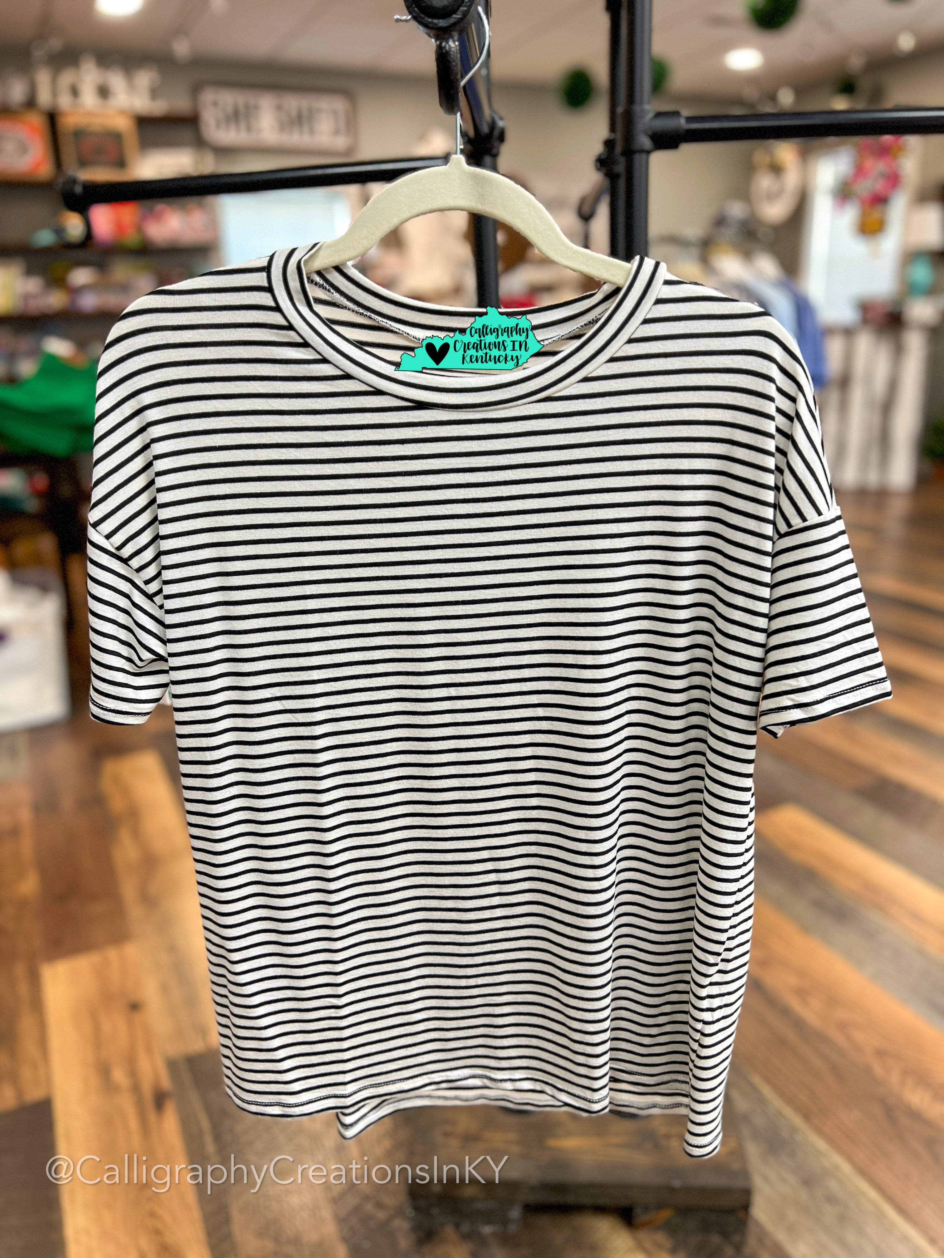 Ivory/Black • Stacia Stripe Top