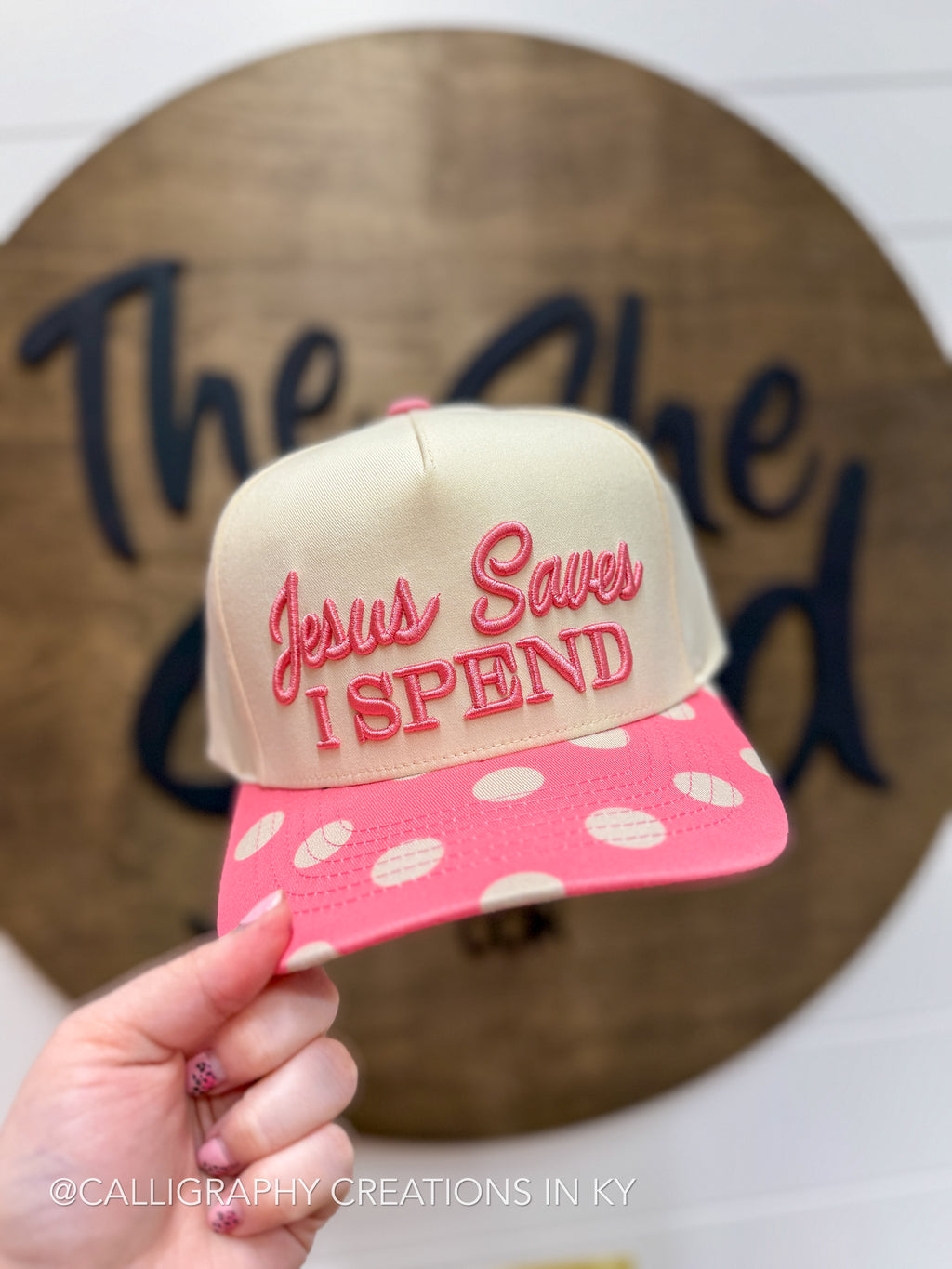 Jesus Saves I Spend Polka Dot Hat
