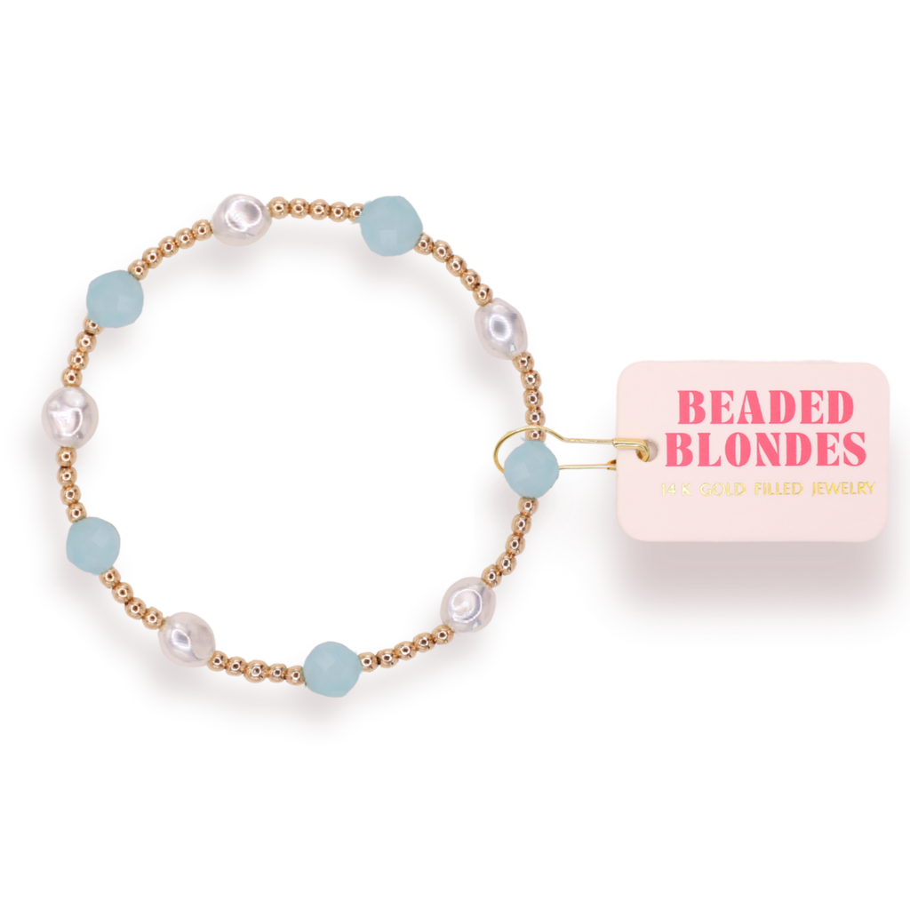 Light Blue Maggie Gemstone Bracelet: Standard 6.75 inch | Beaded Blondes