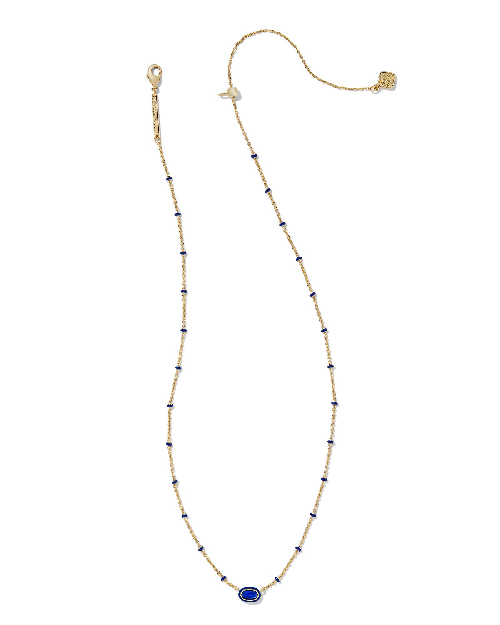 Kendra Scott Mini Elisa Enamel Frame Short Pendant Necklace - Gold Cobalt Illusion