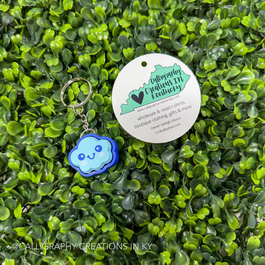 Blue Cloud Fidget Clicker Keychain