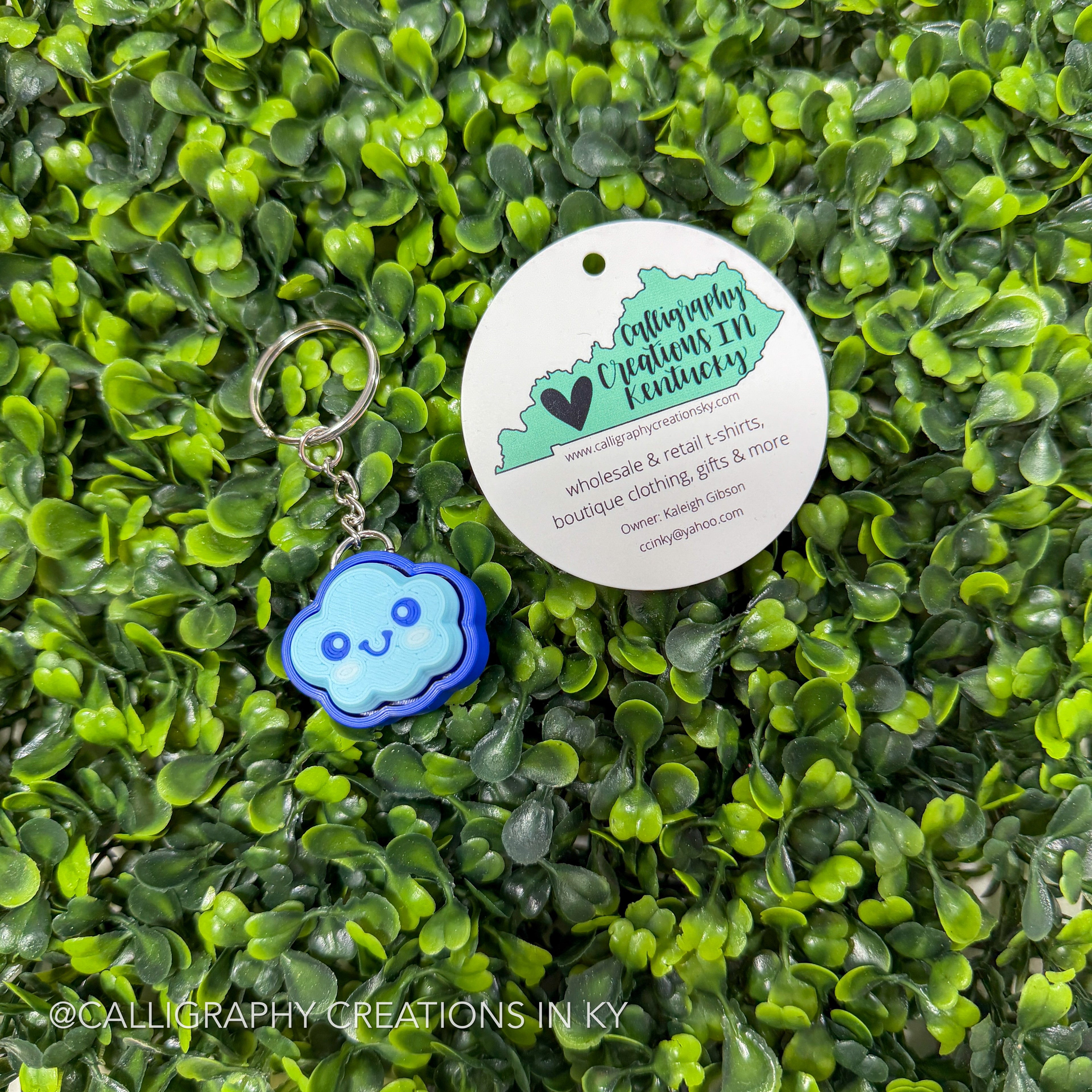 Blue Cloud Fidget Clicker Keychain