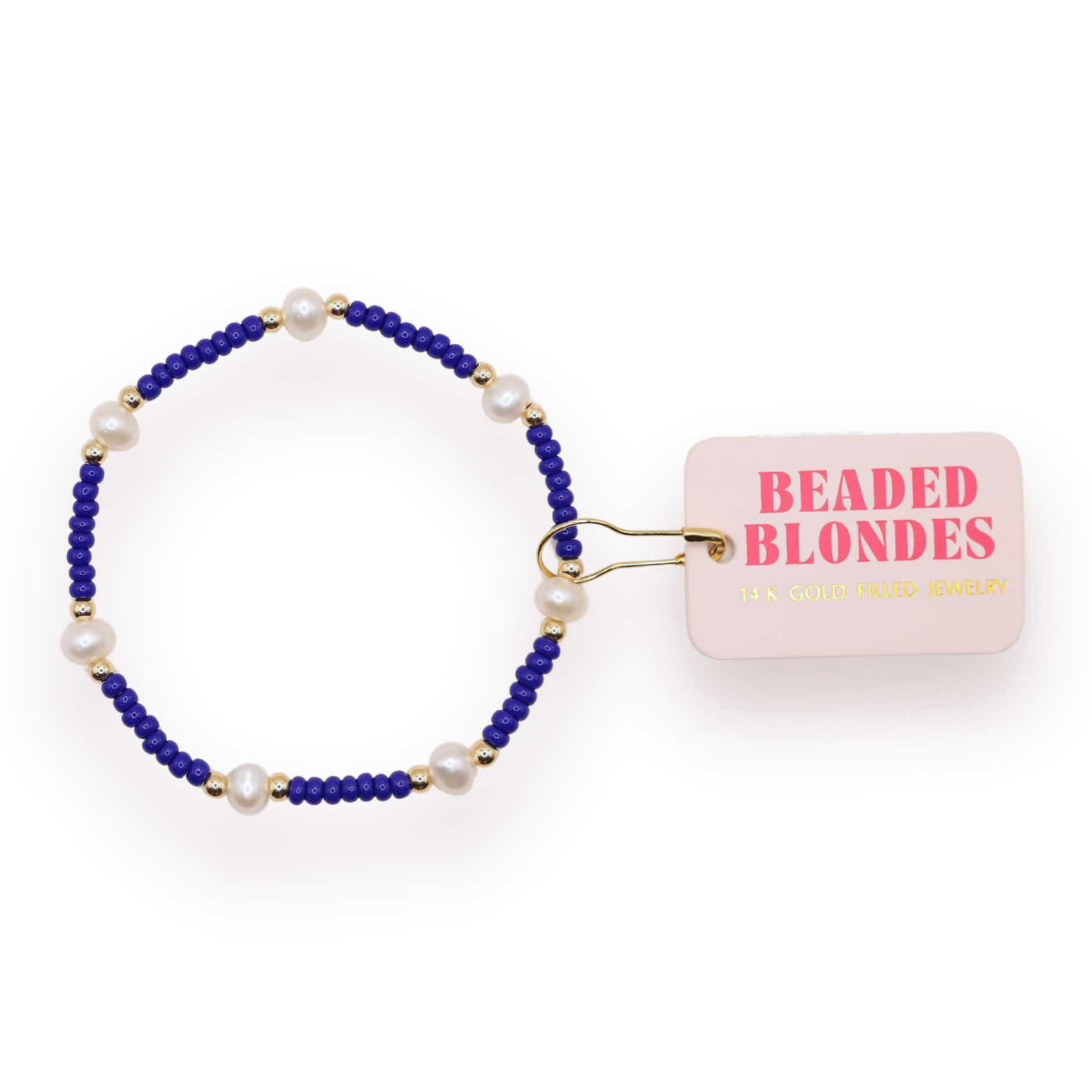 Cobalt Blue Pearl Bracelet: Standard 6.75 inch | Beaded Blondes