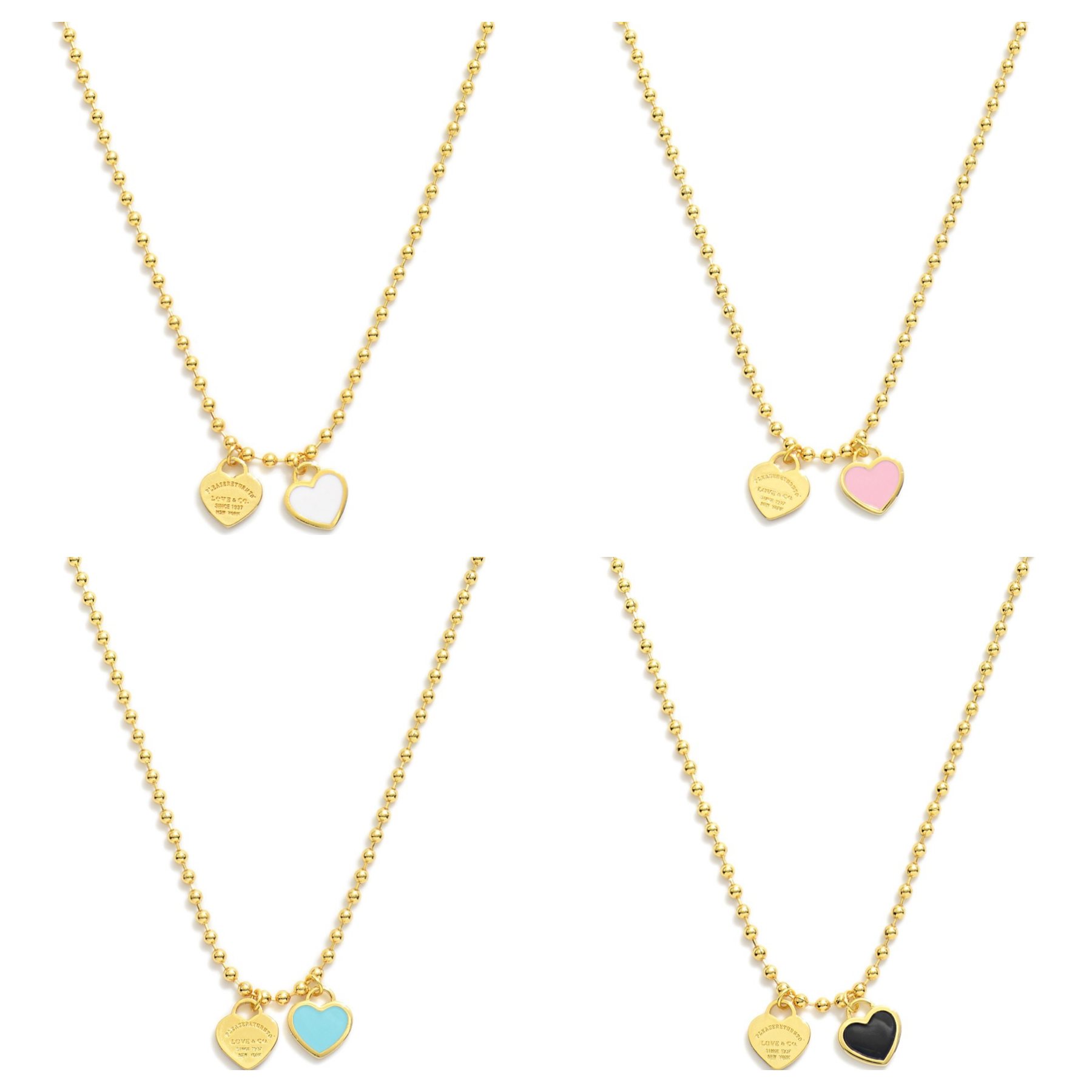 Ball Chain Heart Necklaces