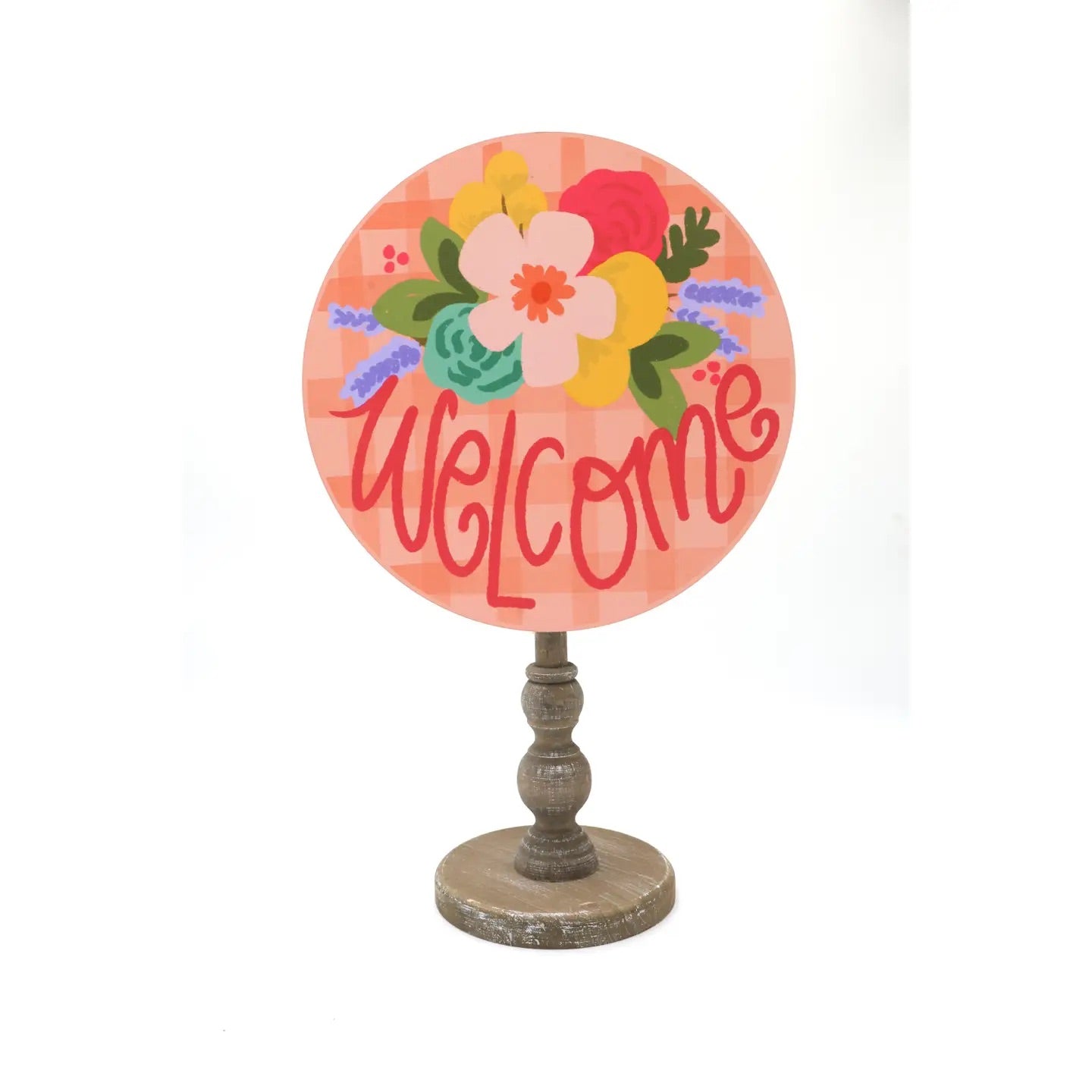 Pink Plaid Welcome Topper - Doodles By Rebekah