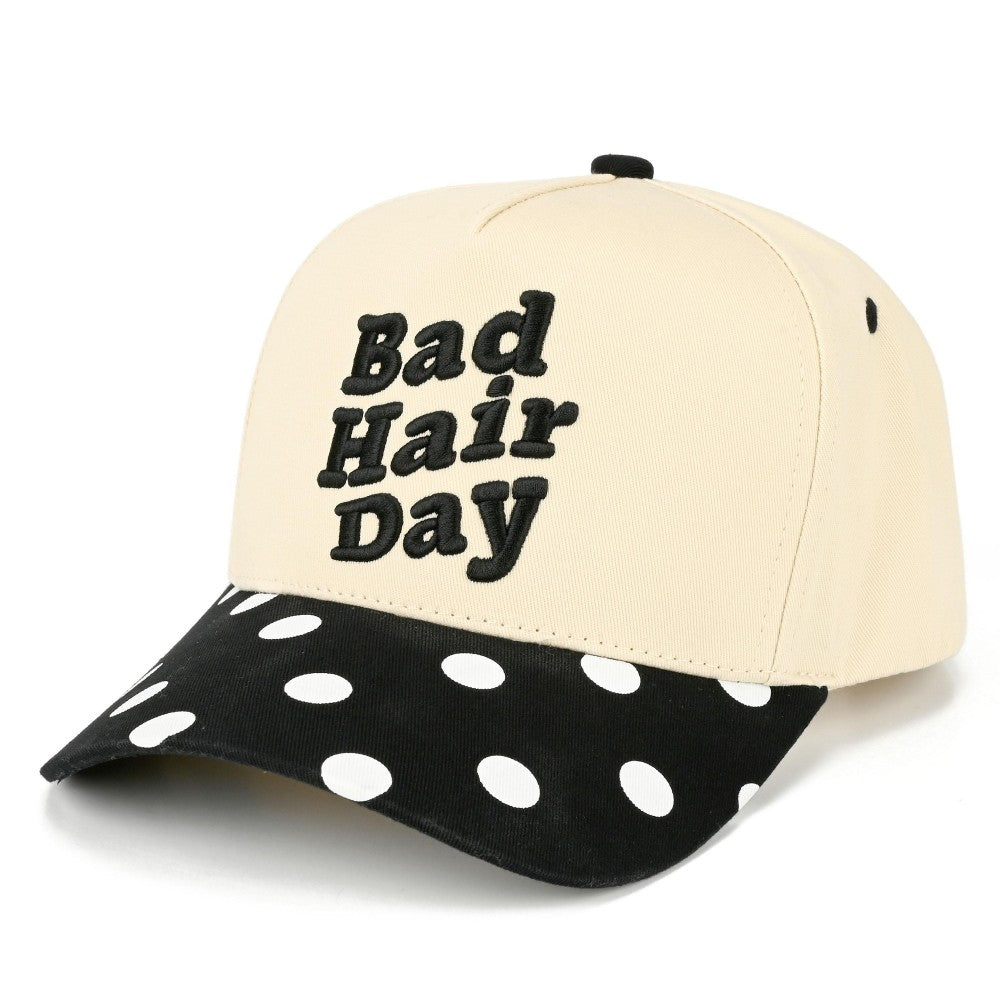 Polka Dot Bad Hair Day Embroidered Hat