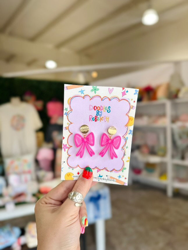Pink Bow Earrings • Doodles By Rebekah