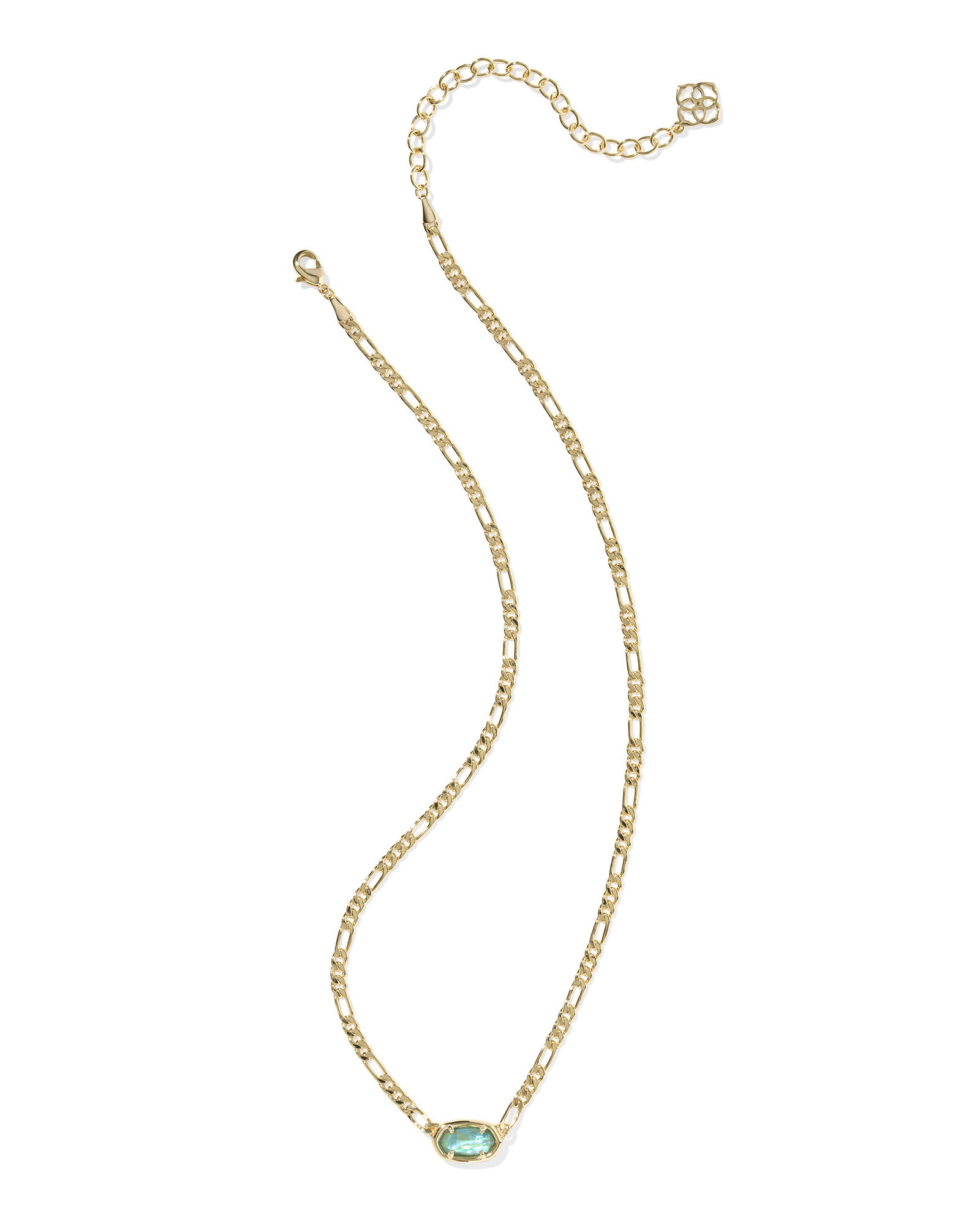 Kendra Scott Elisa Figaro Chain Short Pendant Necklace - Gold Deep Aqua Illusion