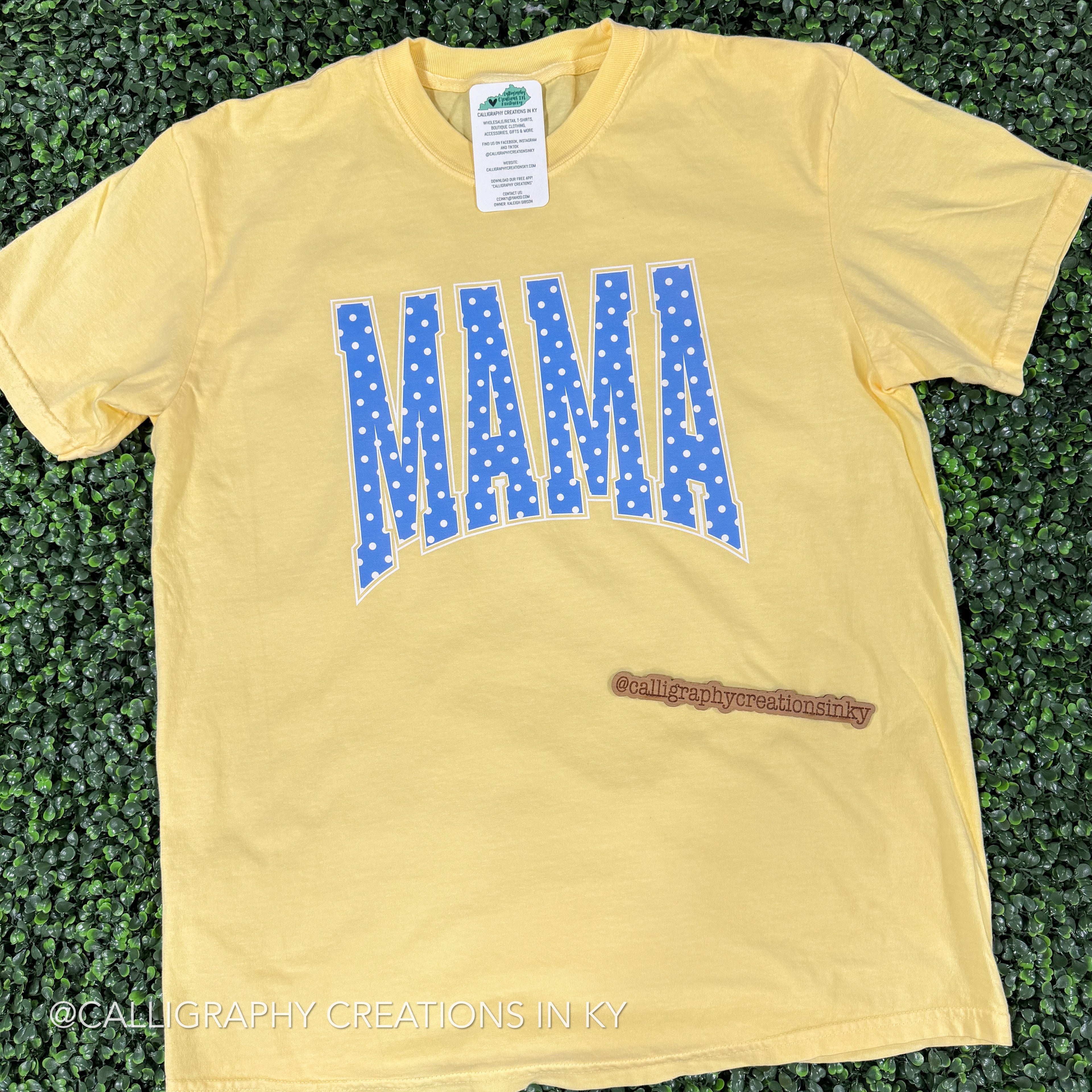 Yellow/Blue Polka Dot Mama CC Tee {Made To Order}