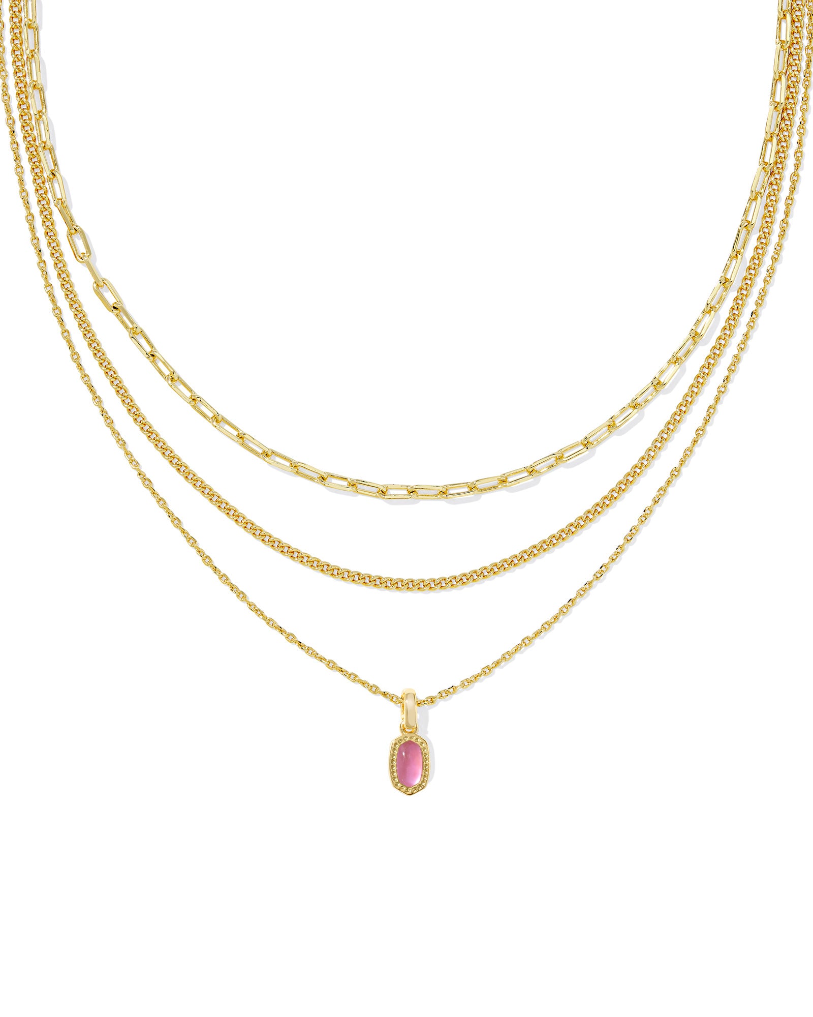 Kendra Scott Mini Elisa Triple Strand Necklace - Gold Azalea Illusion
