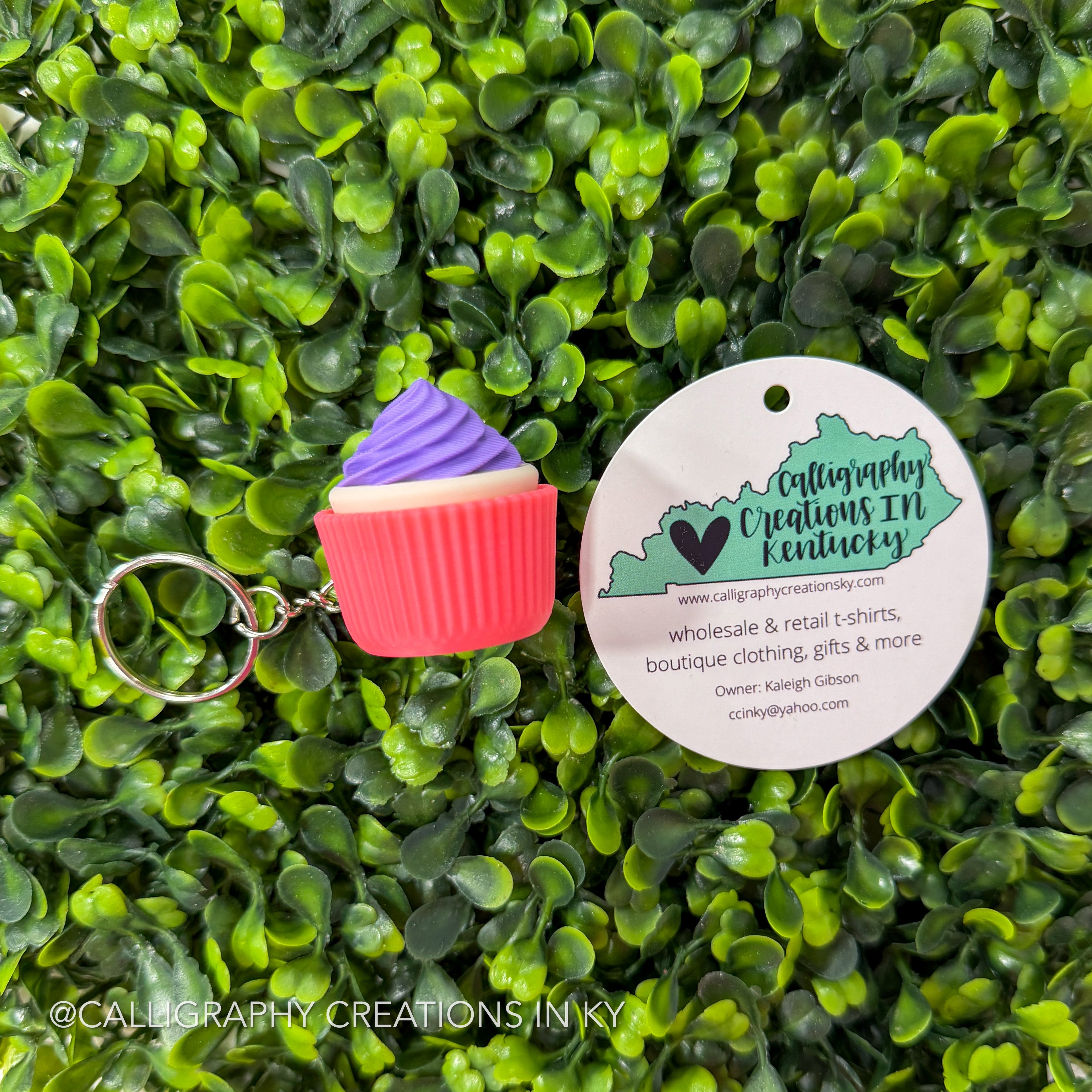 Purple/Neon Pink Cupcake Fidget Clicker Keychain