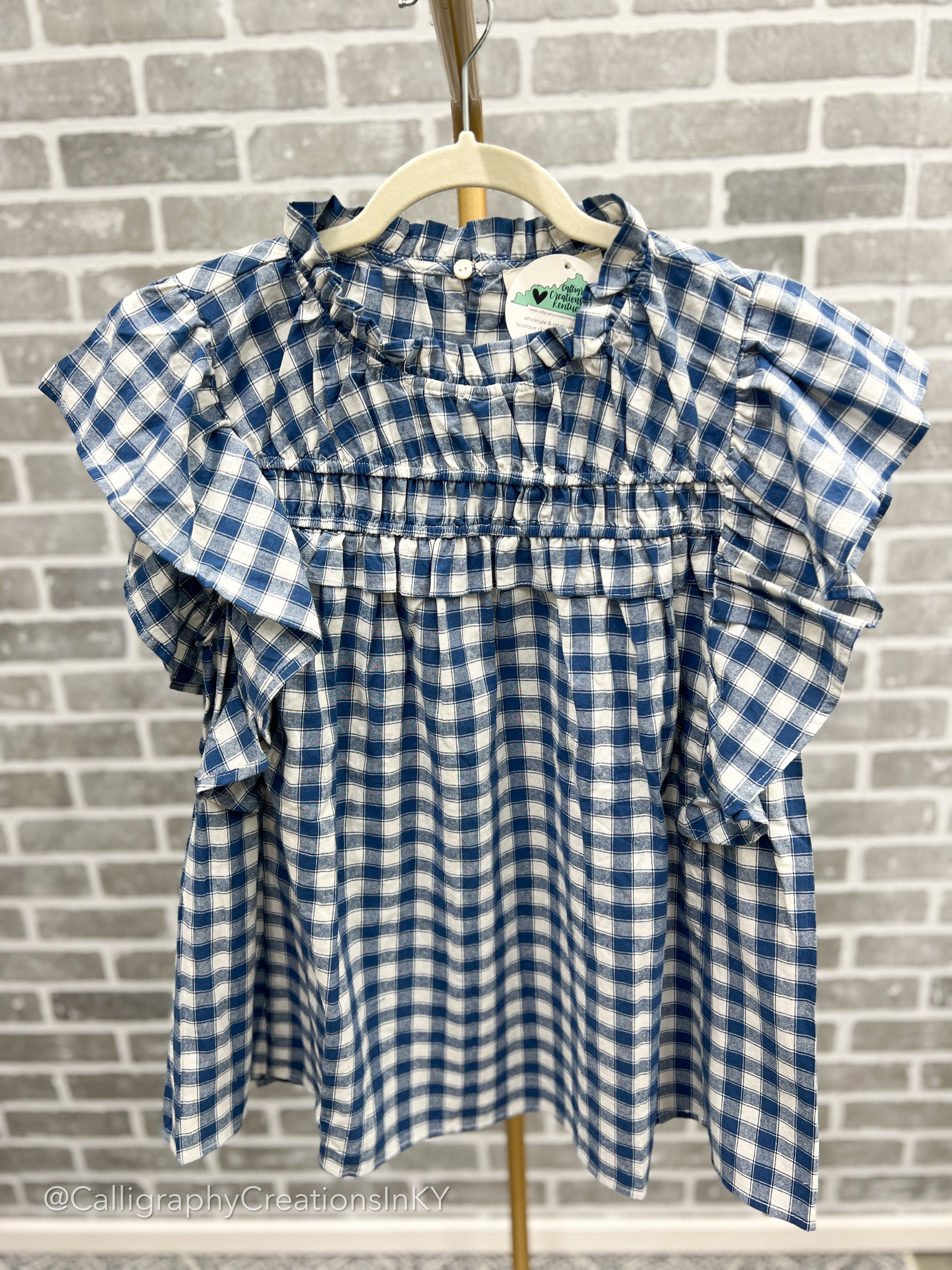 Blue Gingham Top *FINAL SALE*