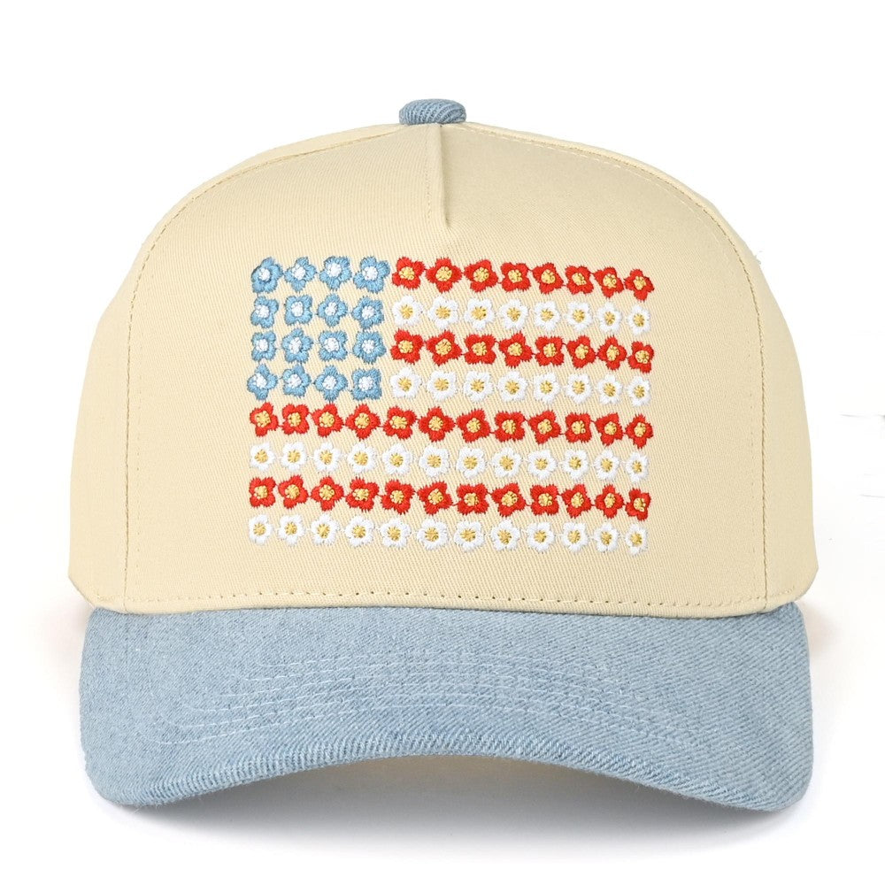 Floral Flag Embroidered Hat