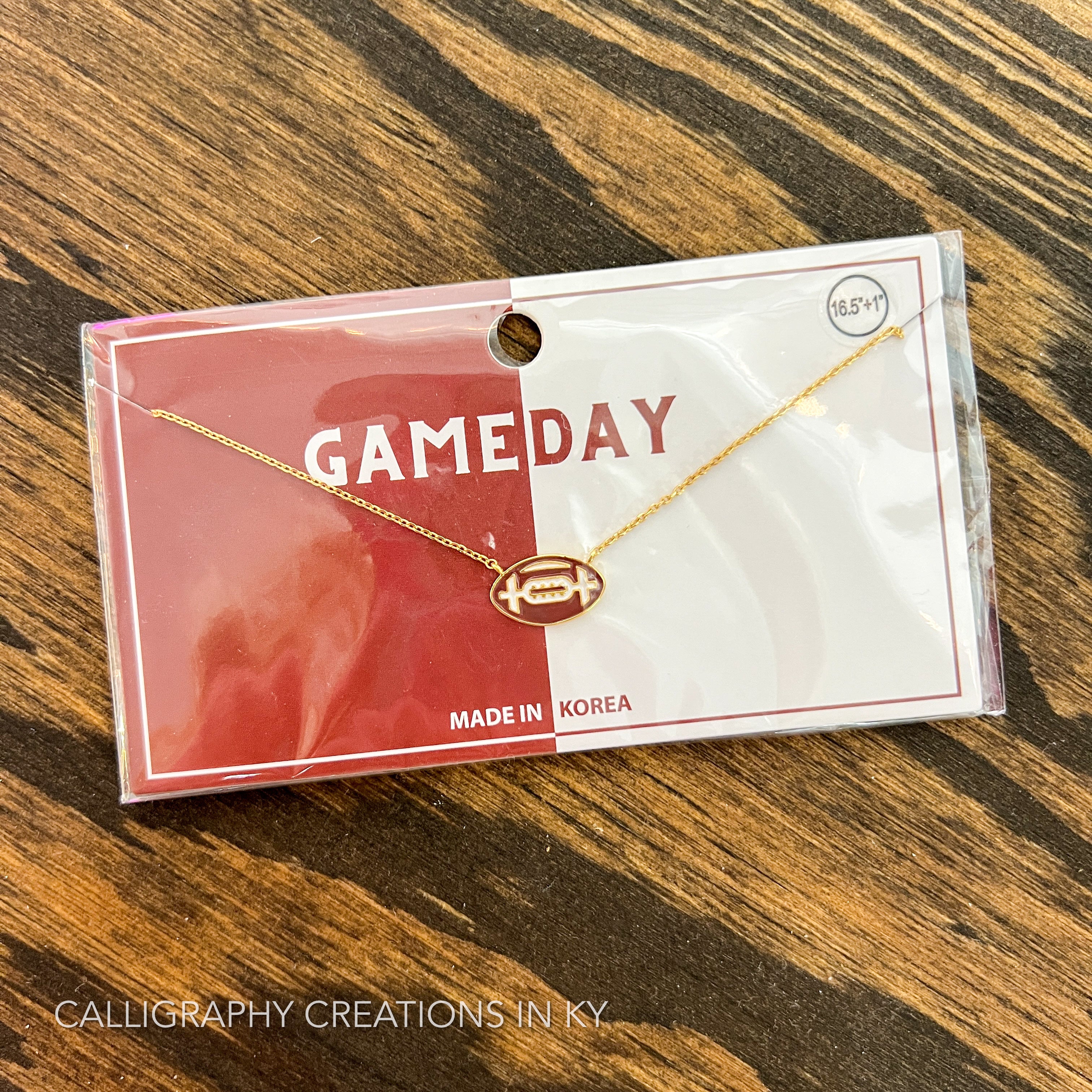 Burgundy Football Necklace