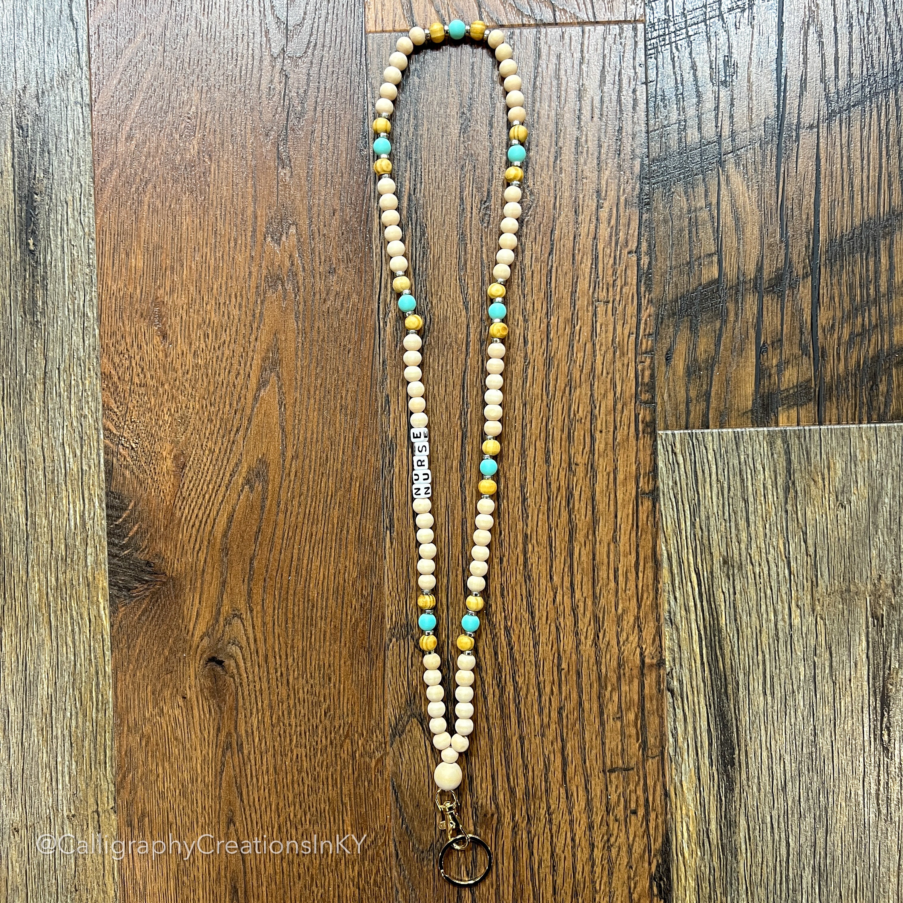 Nurse Wood Bead Lanyard