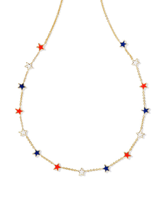 Kendra Scott Sierra Star Strand Necklace - Gold Red White Blue Mix