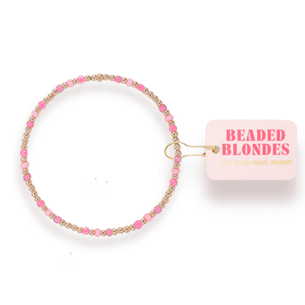Flamingo Hollis Bracelet in Gold: Standard 6.75 inch | Beaded Blondes