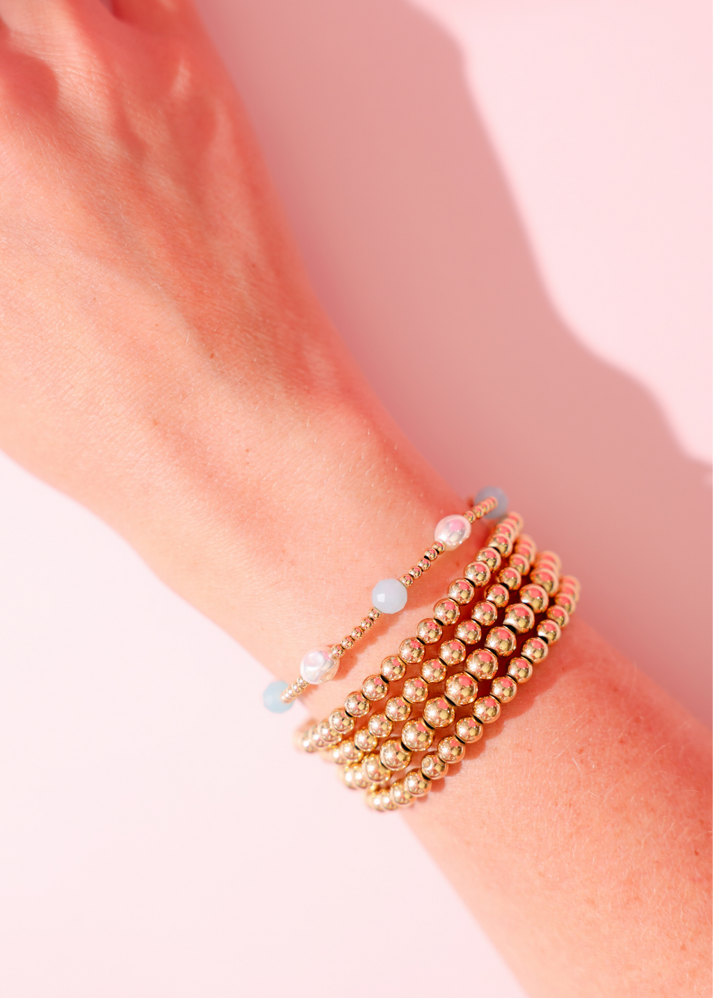 Light Blue Maggie Gemstone Bracelet: Standard 6.75 inch | Beaded Blondes