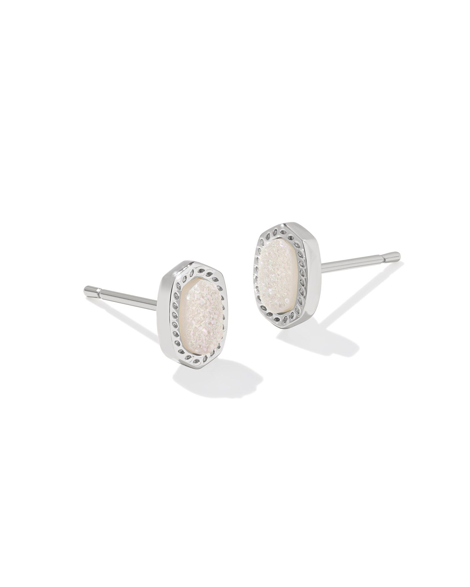 Kendra Scott Mini Ellie Stud Earrings - Silver Iridescent Drusy