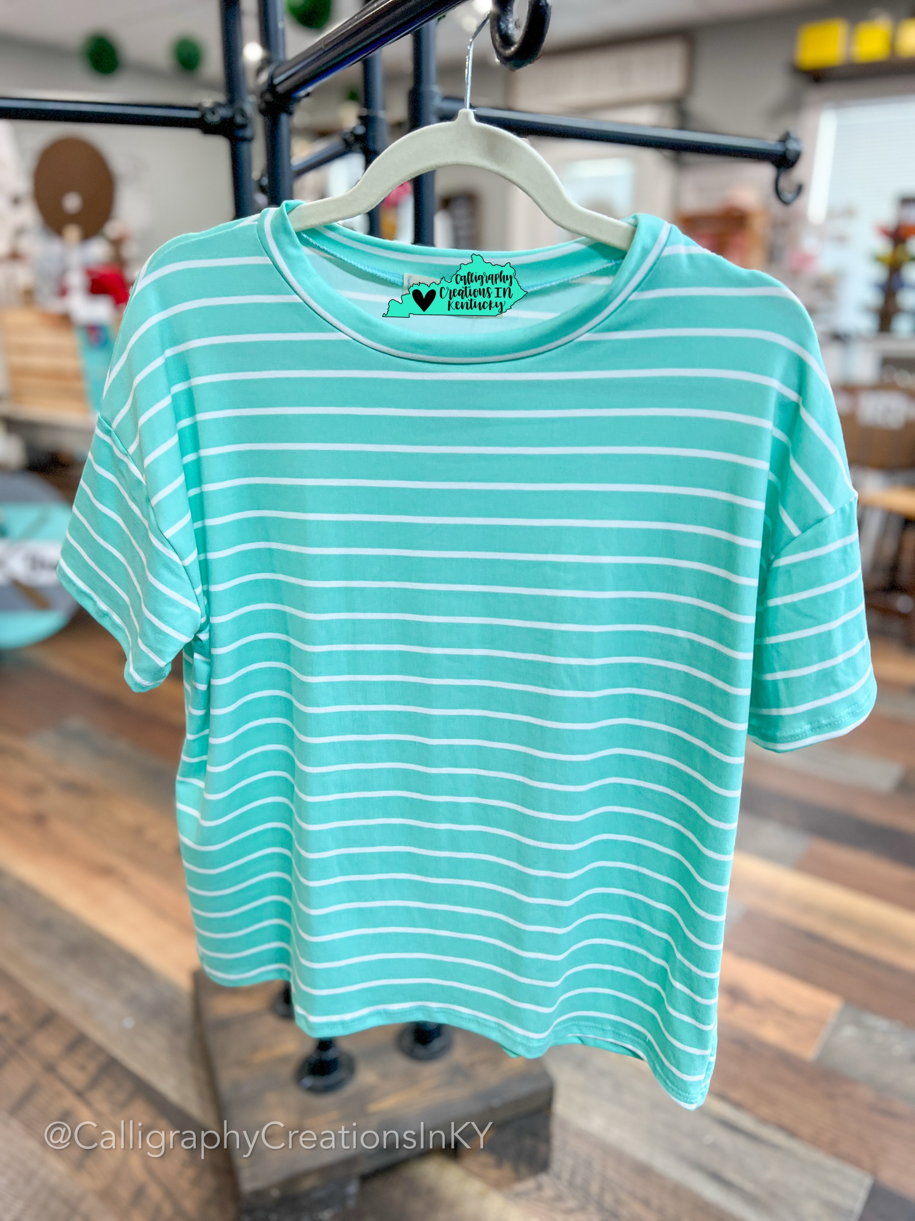 Mint/White • Stacia Stripe Top