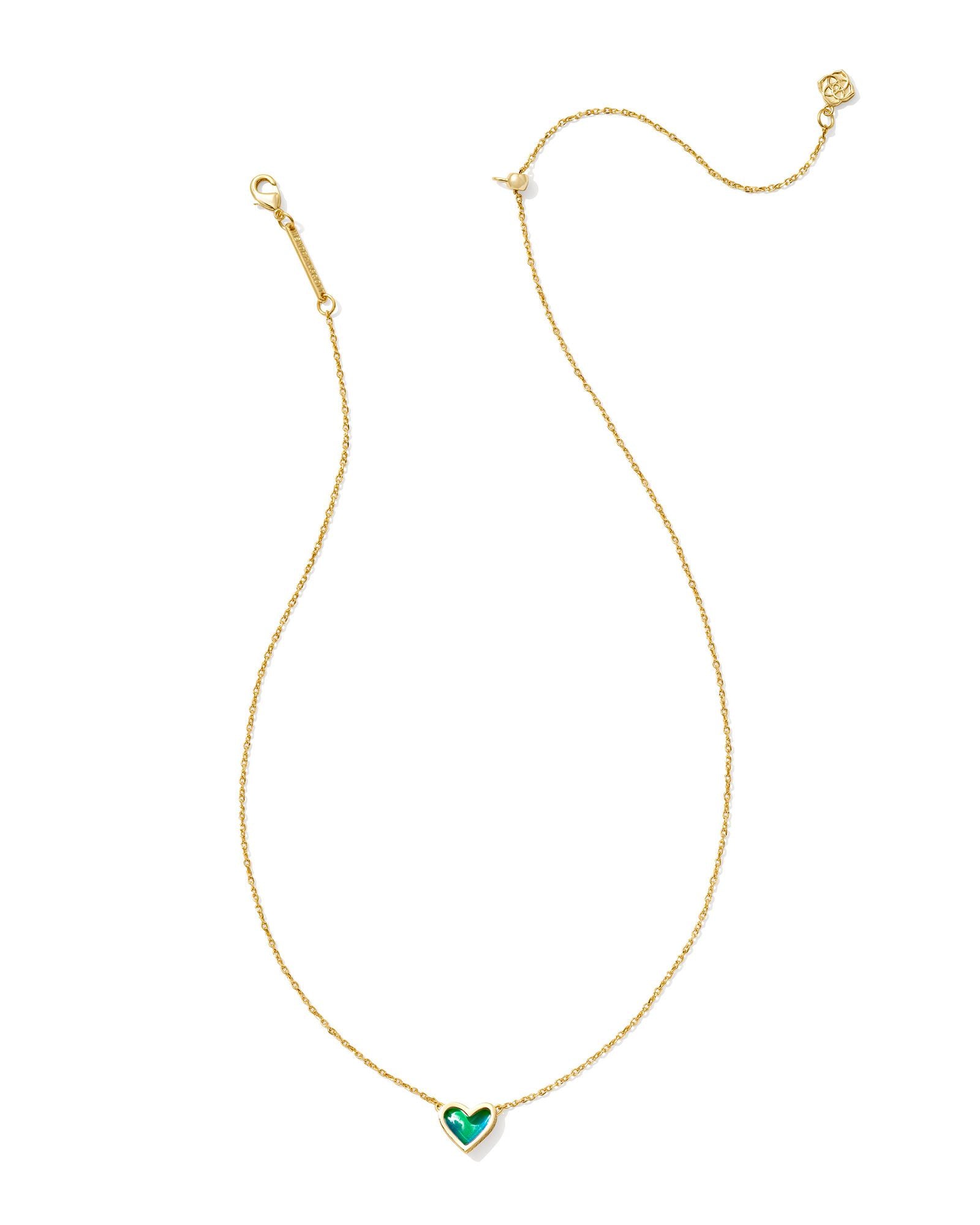 Kendra Scott Framed Ari Heart Short Pendant Necklace - Gold Mood Stone