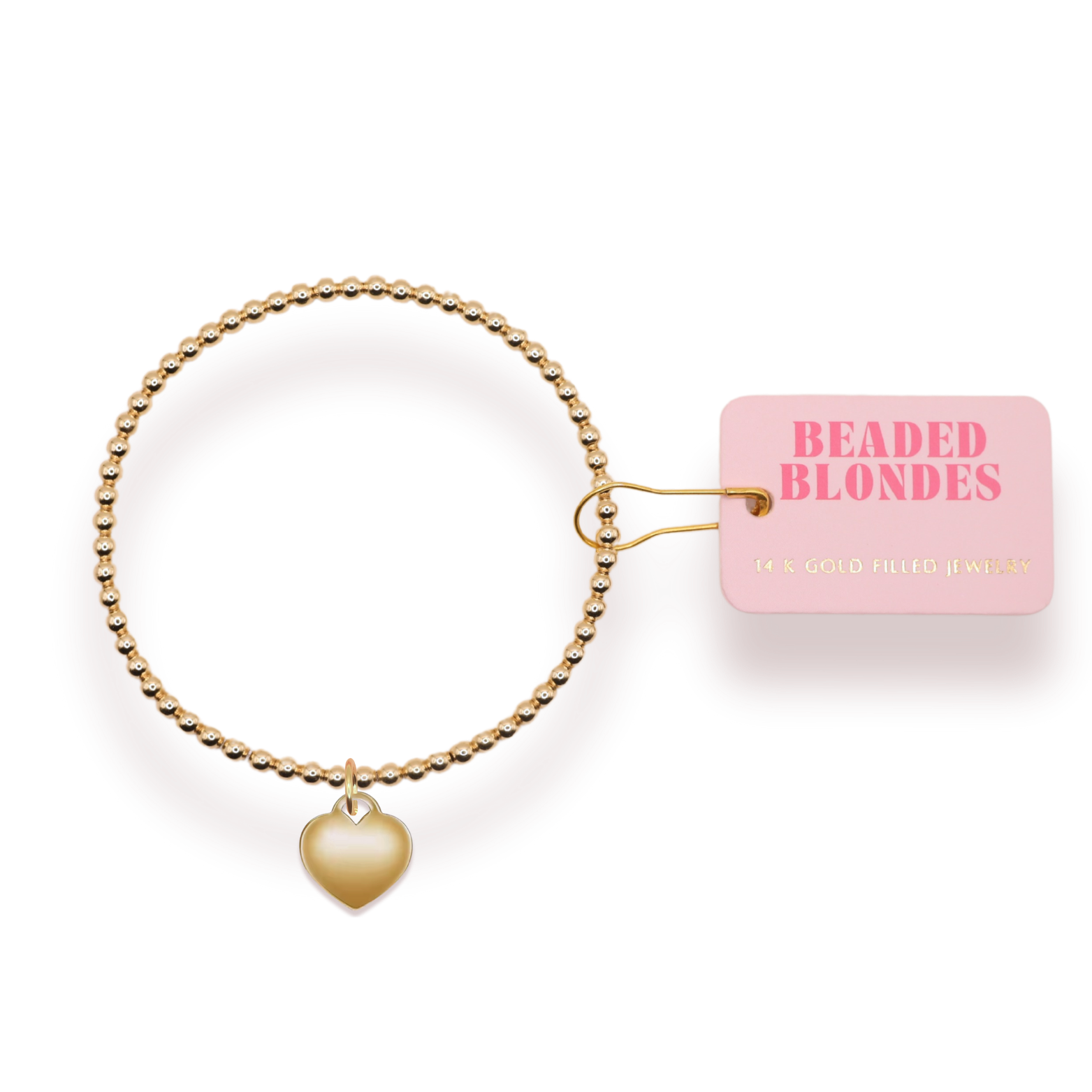 Heart Locket Shape Charm Beaded Blondes Bracelet: Standard 6.75 inch