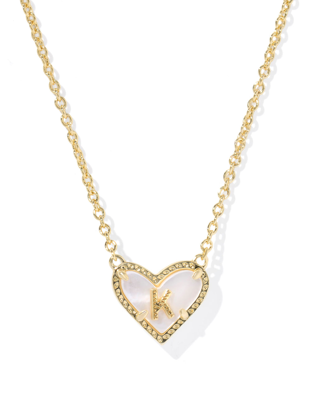 Kendra Scott Heart Letter K Short Pendant Necklace - Gold Ivory Mother Of Pearl