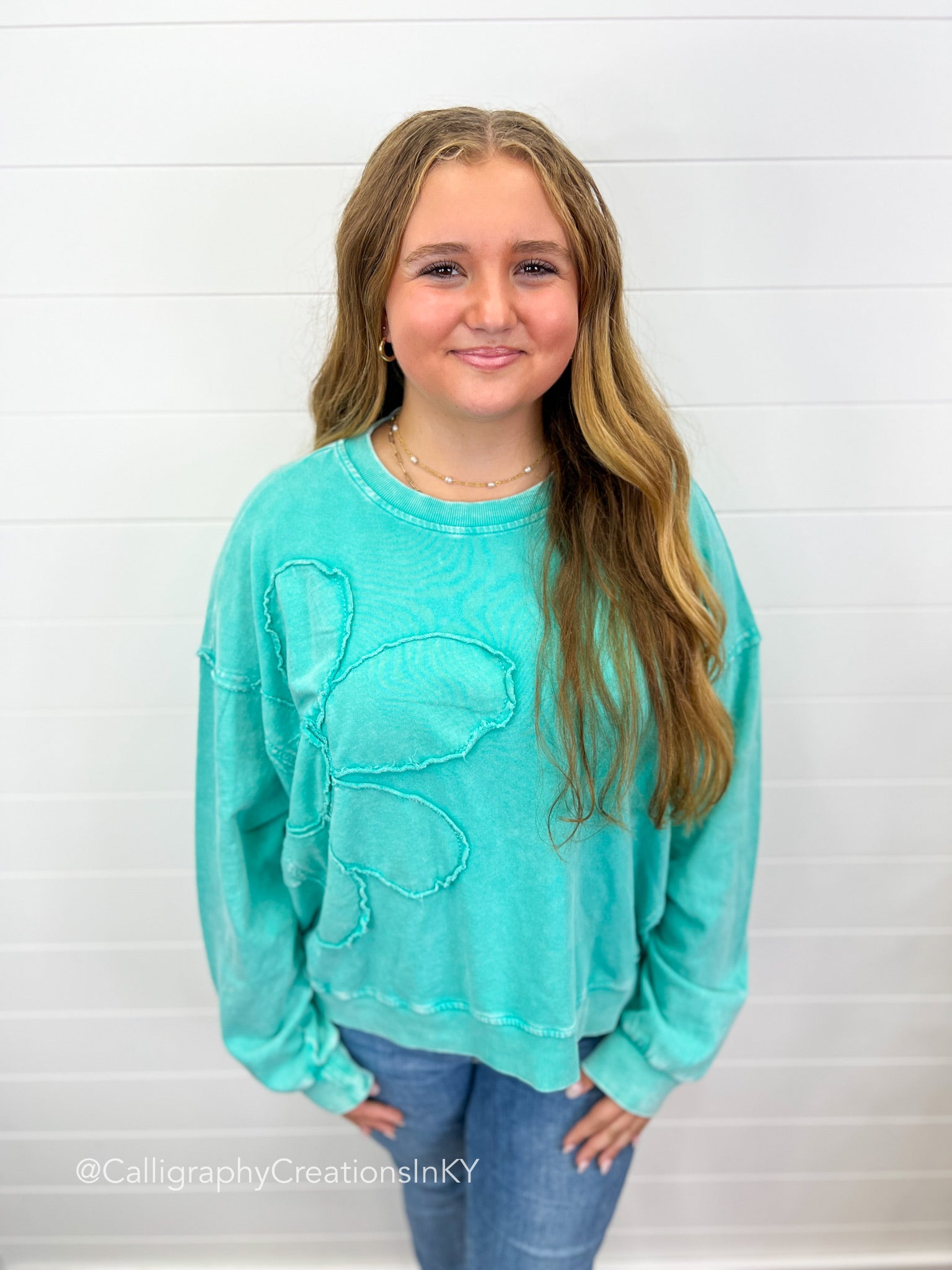 Seafoam | Flower Power Pullover *FINAL SALE*