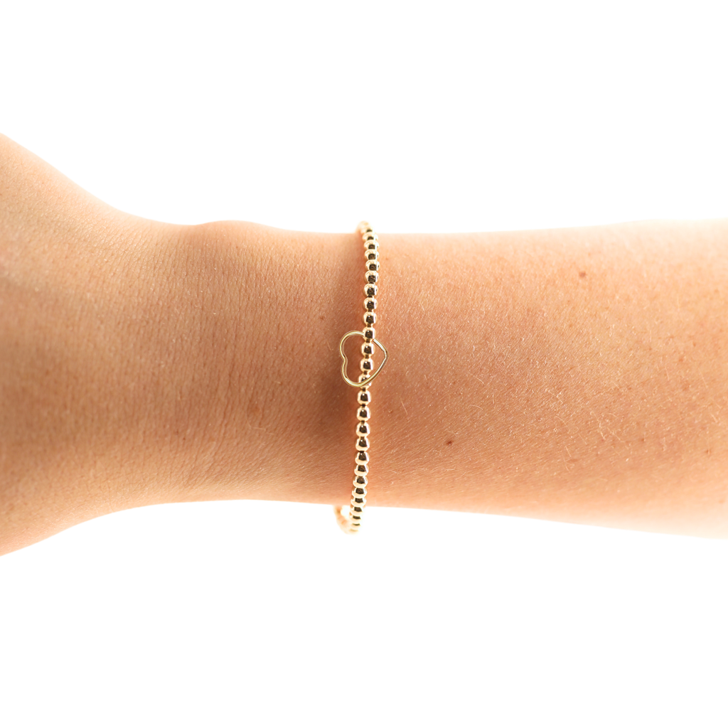 Wire Heart Charm Beaded Blondes Bracelet: Standard 6.75 inch