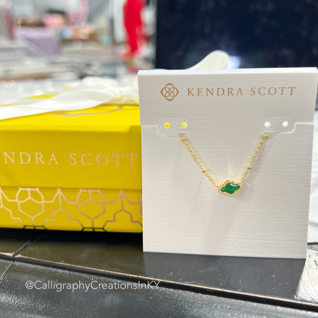 Kendra Scott Mini Abbie Satellite Short Pendant Necklace  - Gold Green Illusion