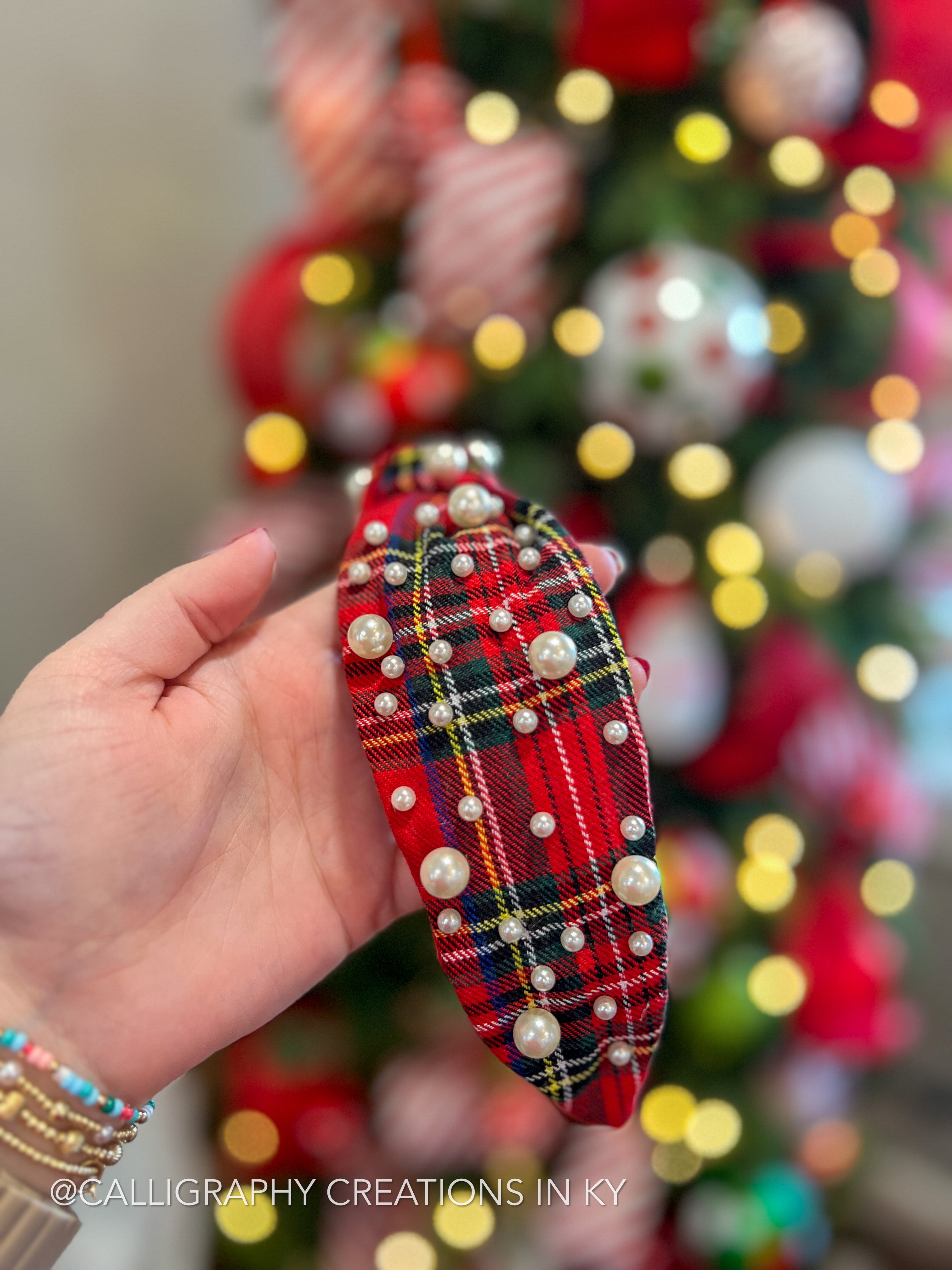 Red Christmas Plaid Non-Headache Headband