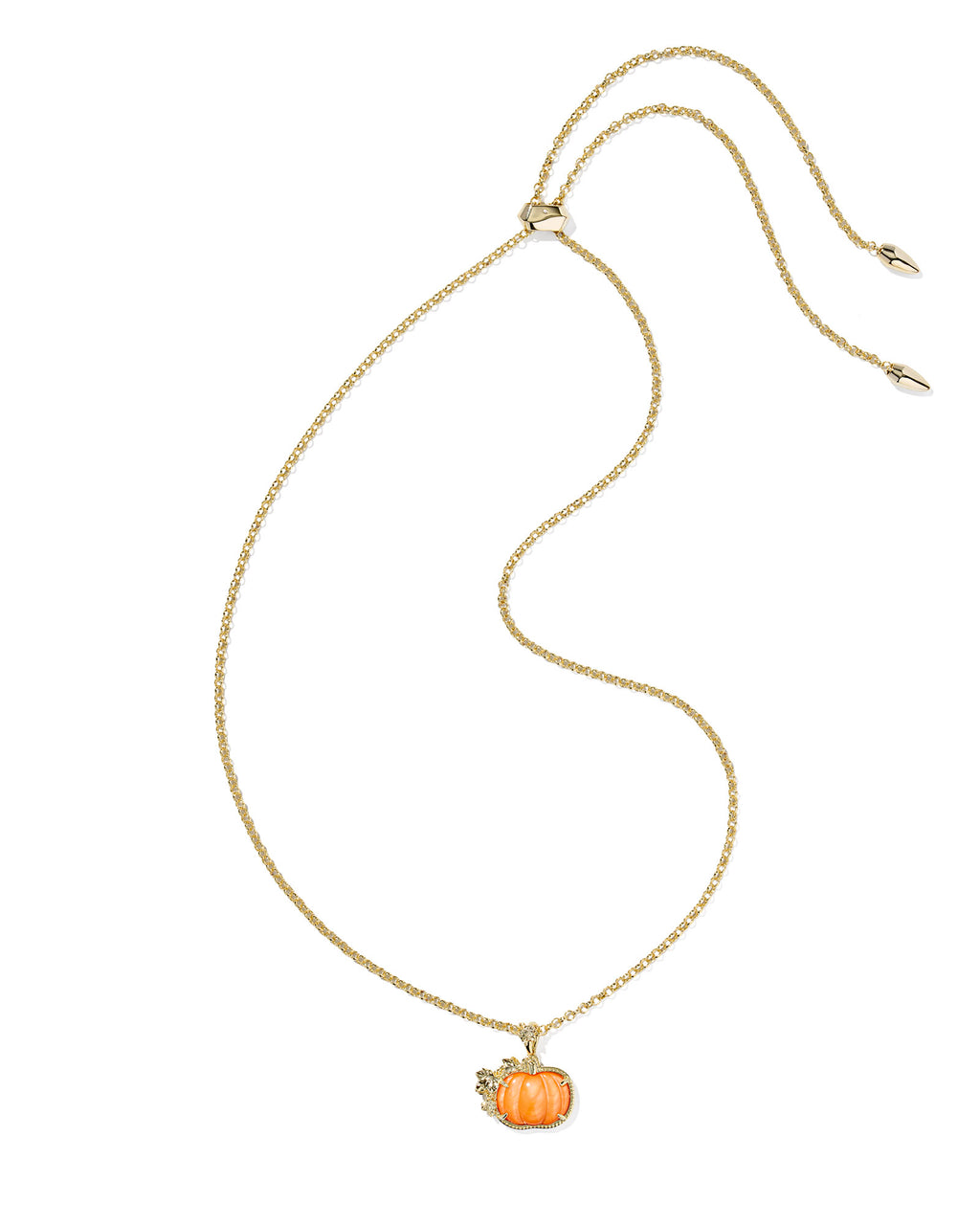 Kendra Scott Pumpkin Long Pendant Necklace - Gold Orange Mother Of Pearl