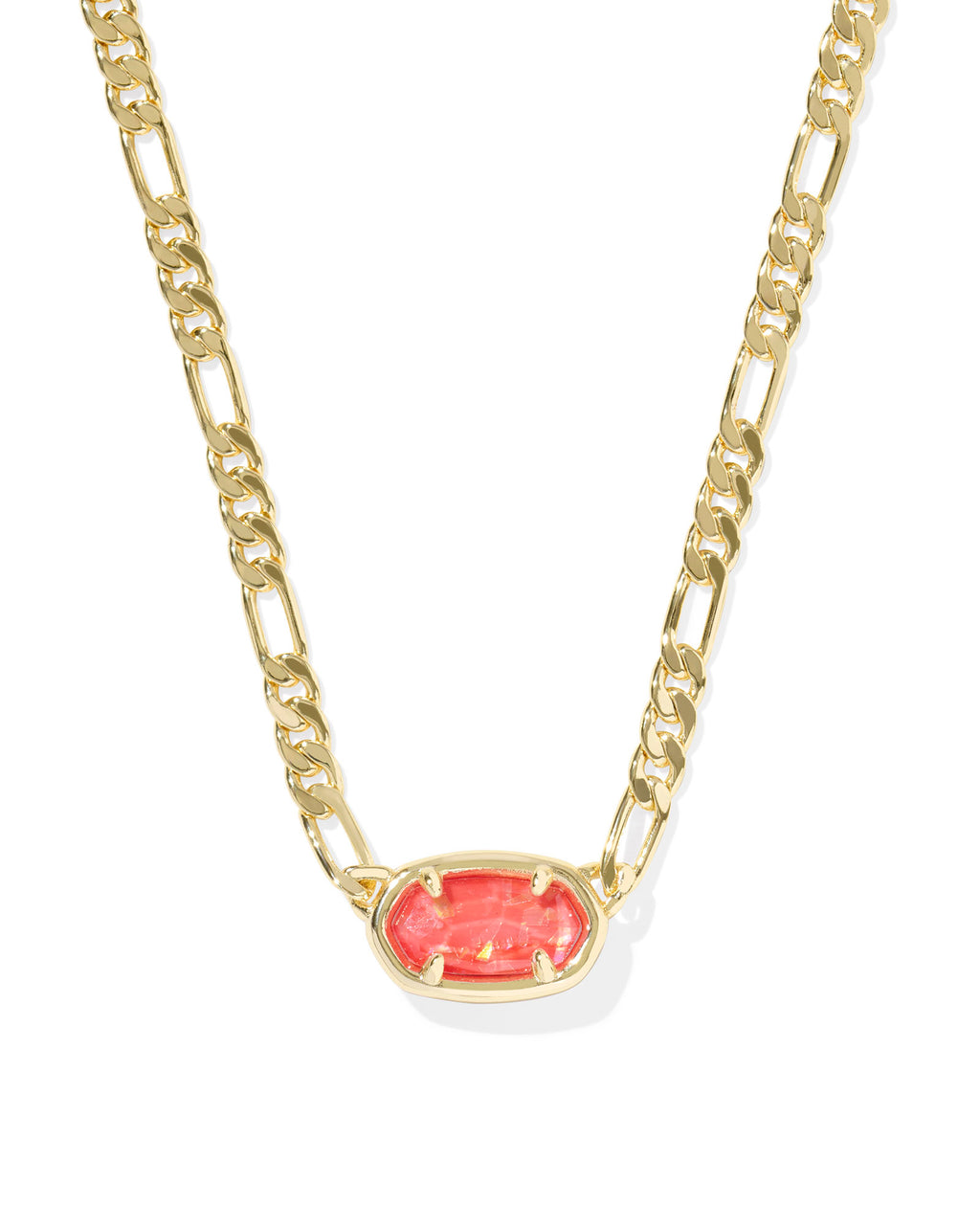 Kendra Scott Elisa Figaro Chain Short Pendant Necklace - Gold Papaya Iridescent Mother Of Pearl