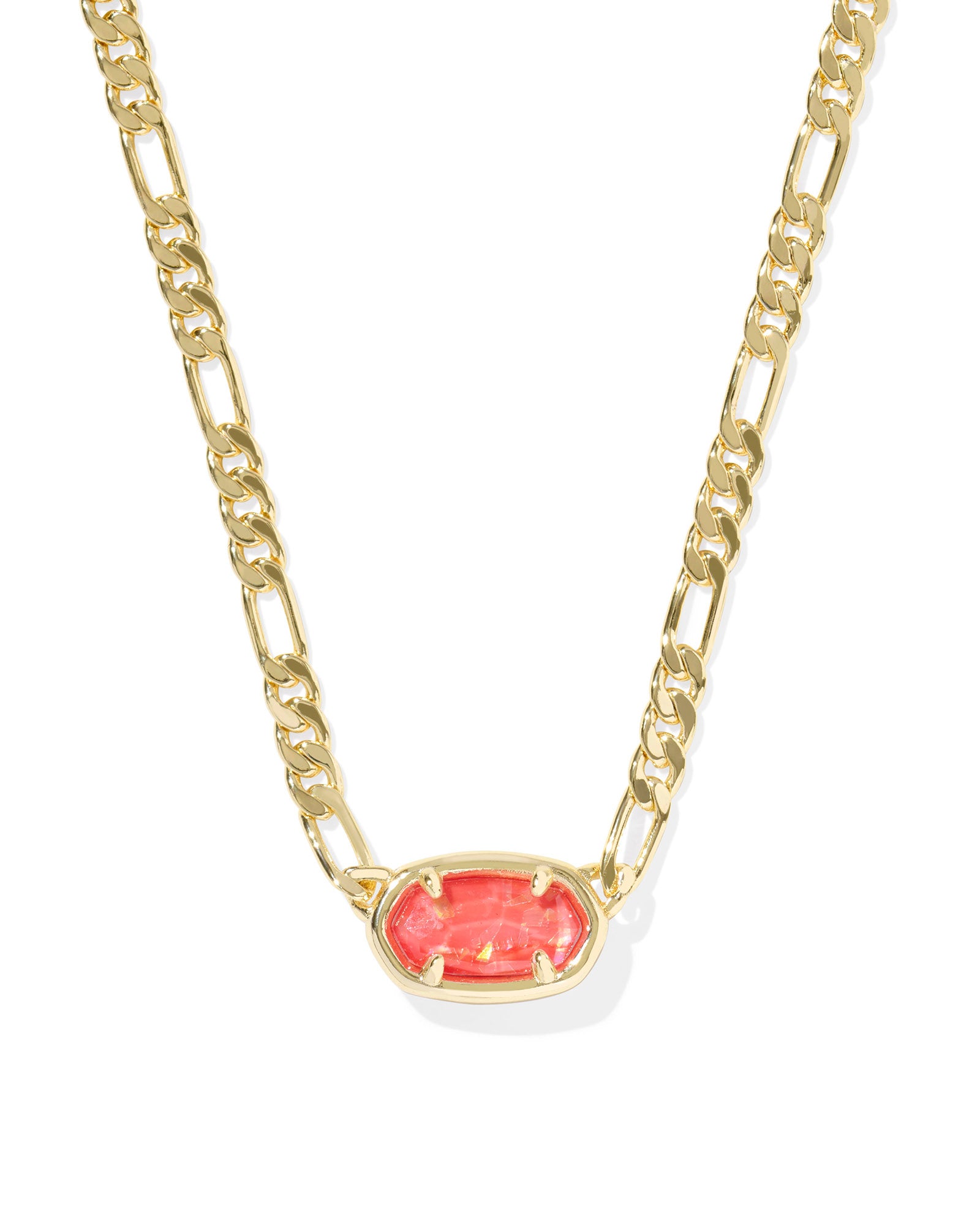 Kendra Scott Elisa Figaro Chain Short Pendant Necklace - Gold Papaya Iridescent Mother Of Pearl