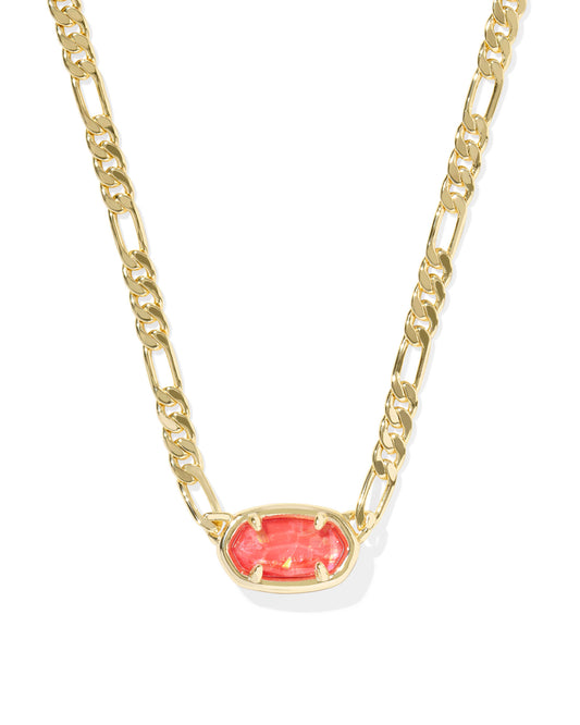 Kendra Scott Elisa Figaro Chain Short Pendant Necklace - Gold Papaya Iridescent Mother Of Pearl