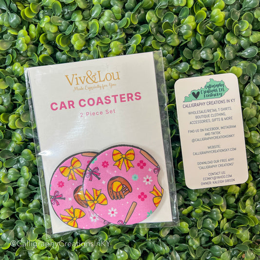 Softball Coaster Set