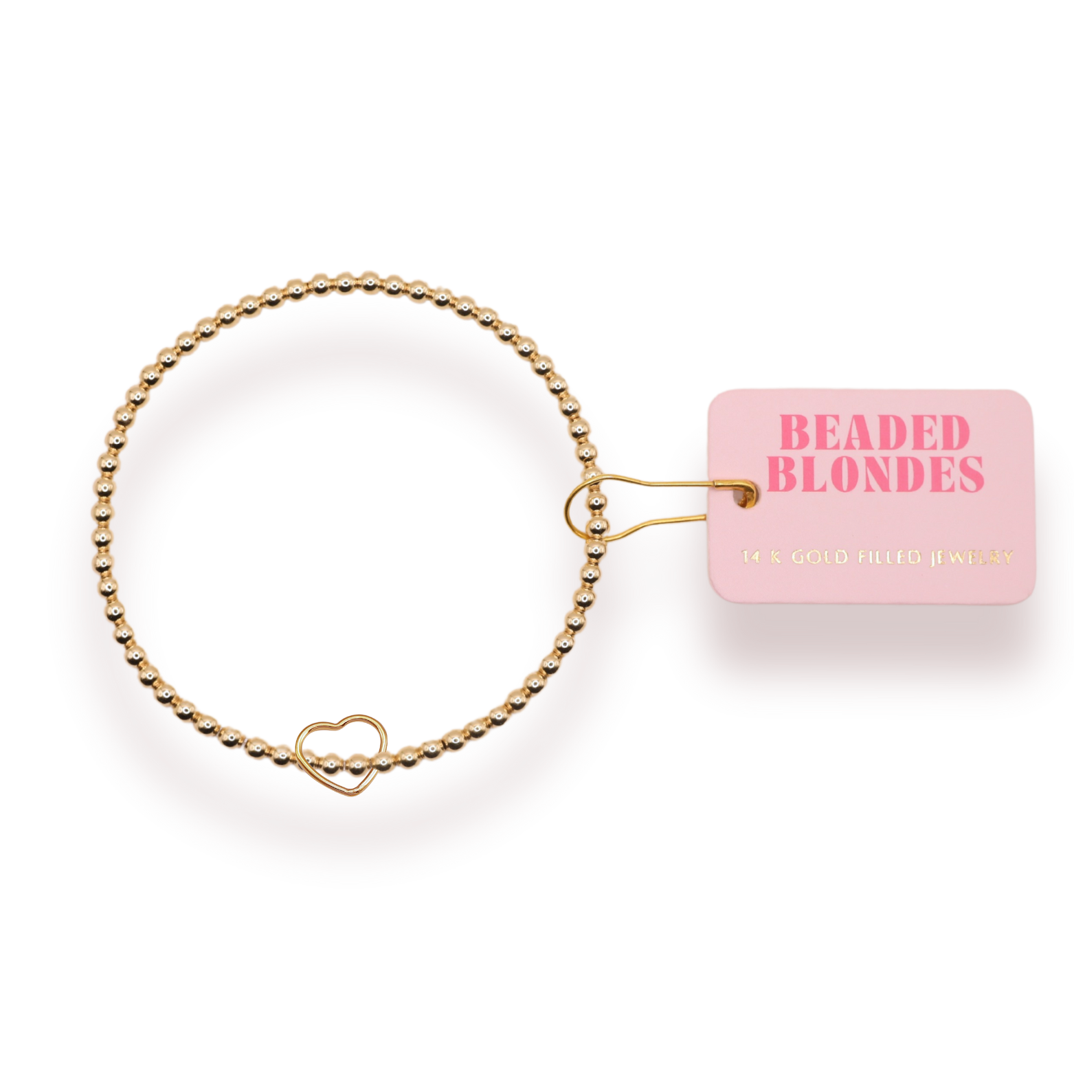 Wire Heart Charm Beaded Blondes Bracelet: Standard 6.75 inch