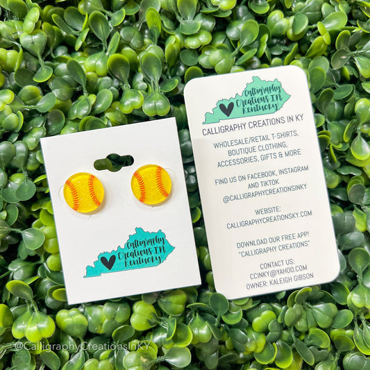 Softball Acrylic Stud Earrings