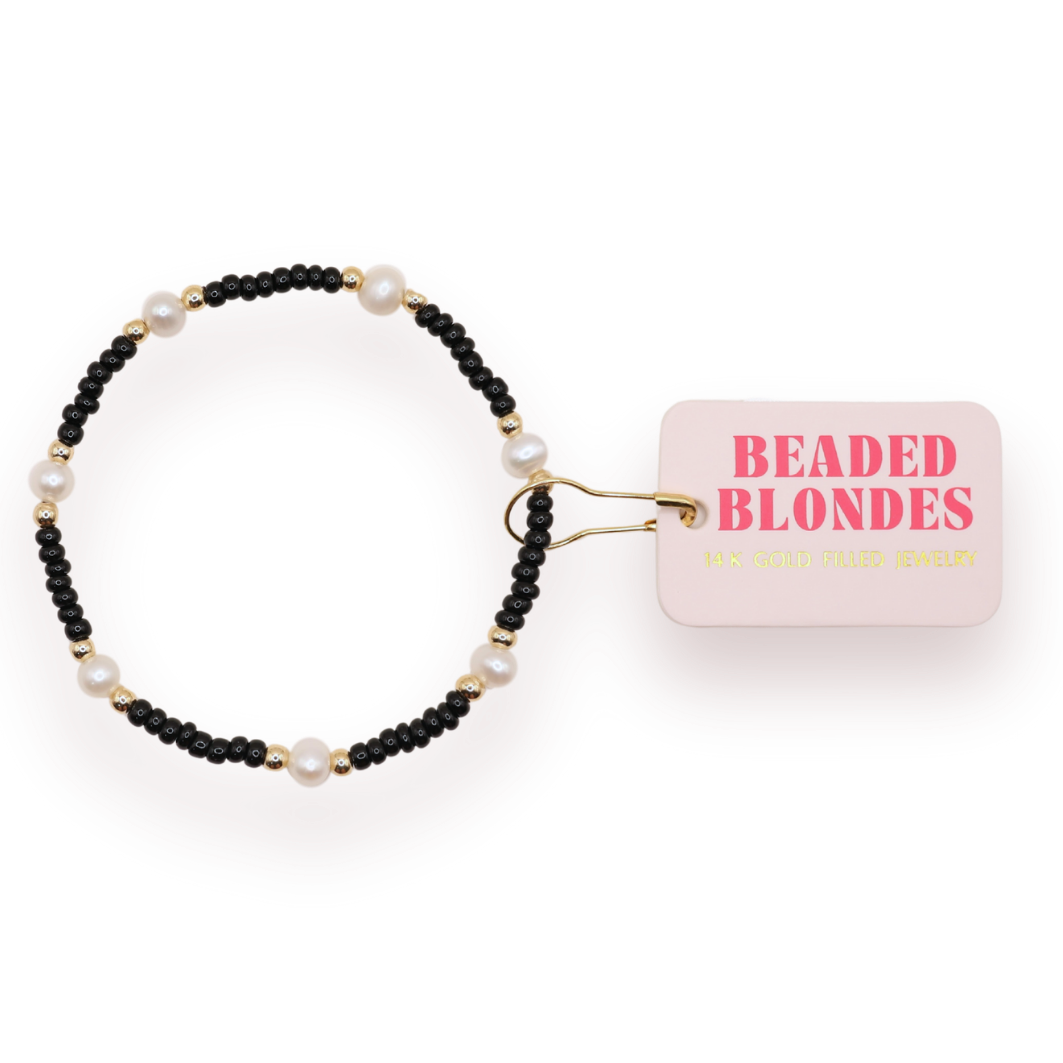 Black Pearl Bracelet: Standard 6.75 inch | Beaded Blondes