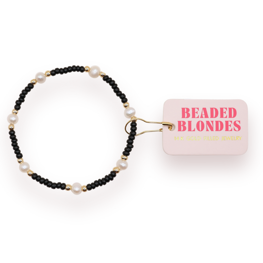Black Pearl Bracelet: Standard 6.75 inch | Beaded Blondes